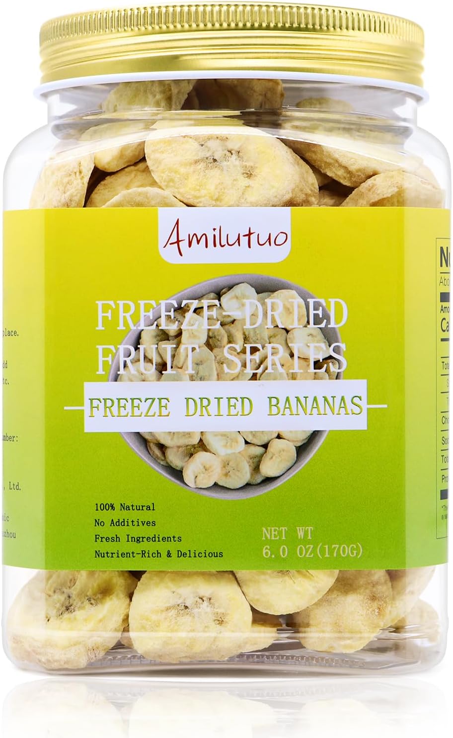 Freeze Dried Bananas, 6OZ/170G Freeze Dried Fruit, Drie-d Banana Chips Natural, No Add Sugar, Fruit Snacks for Traveling, Hiking, Cycling, Camping