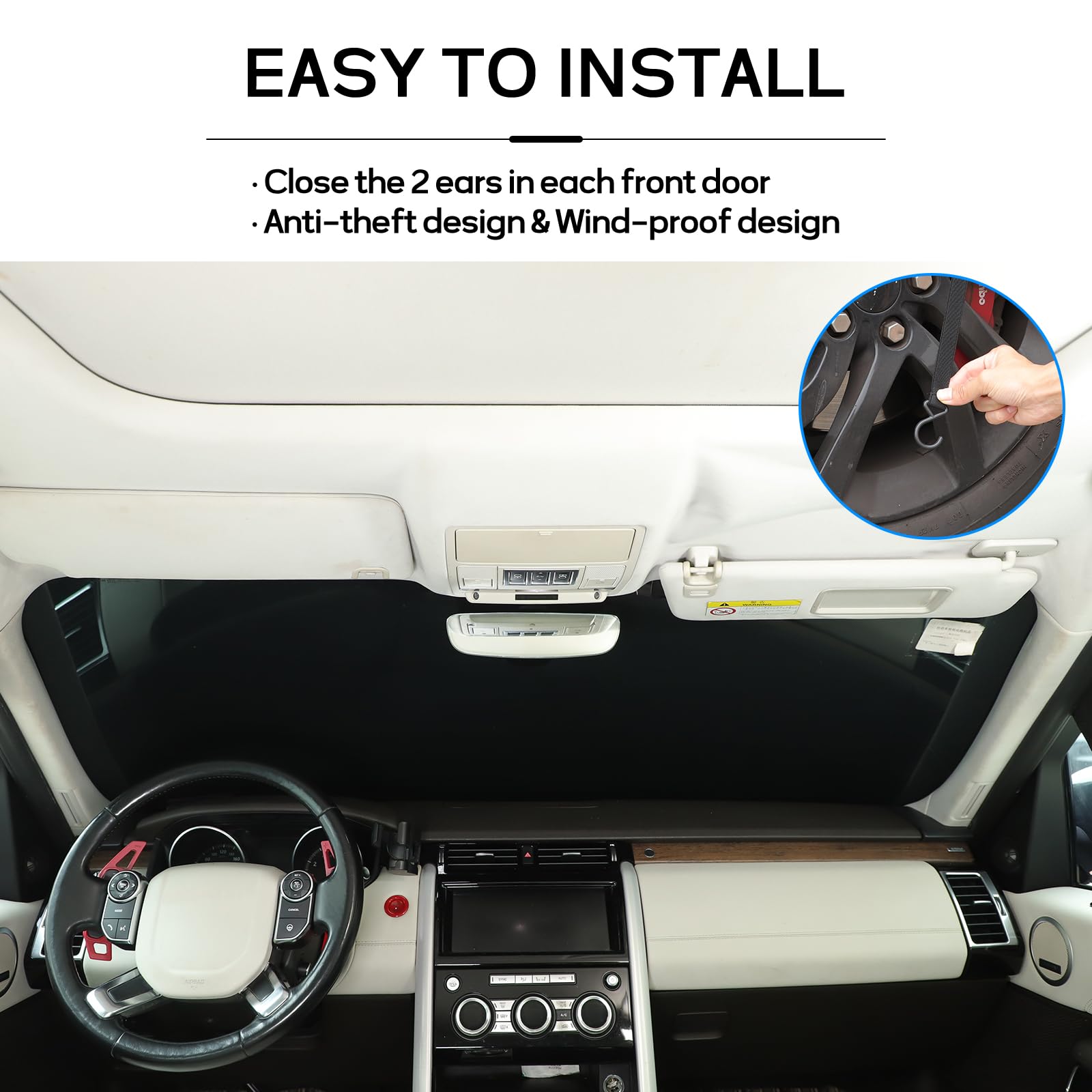 Copertura per parabrezza auto compatibile con Kia Soul 2010-2023 2024 2025+, copertura per parabrezza per ghiaccio e neve, protezione a 4 strati per neve, ghiaccio, UV, tergicristallo e protezione per