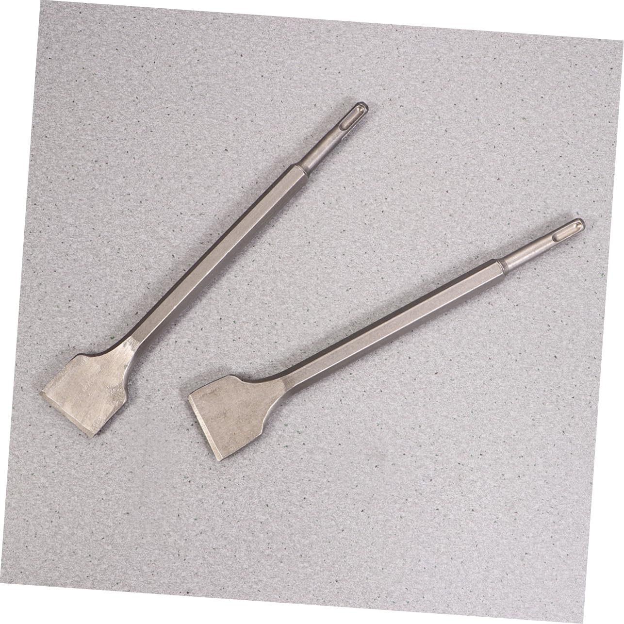 Lot De 2 Burins Plats Élargis Hexagonaux Pour Marteau-perforateur Électrique, Ciseau Plat 14 x 250 x 40 Mm, Acier Traité Peinture, Usage Murs Ciment Brique Pierre