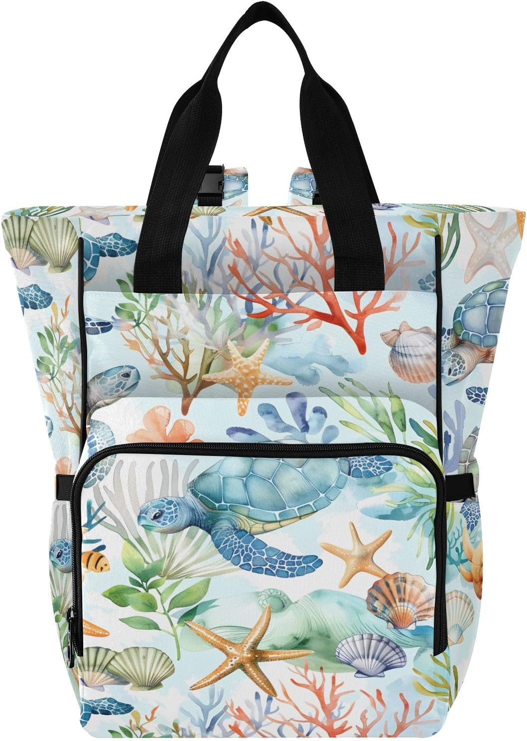 Bolaz Diaper Bag Backpack Tote Multifunction Baby Nappy Changing Bags Sea Turtles Cute Large with Stroller Straps Travel