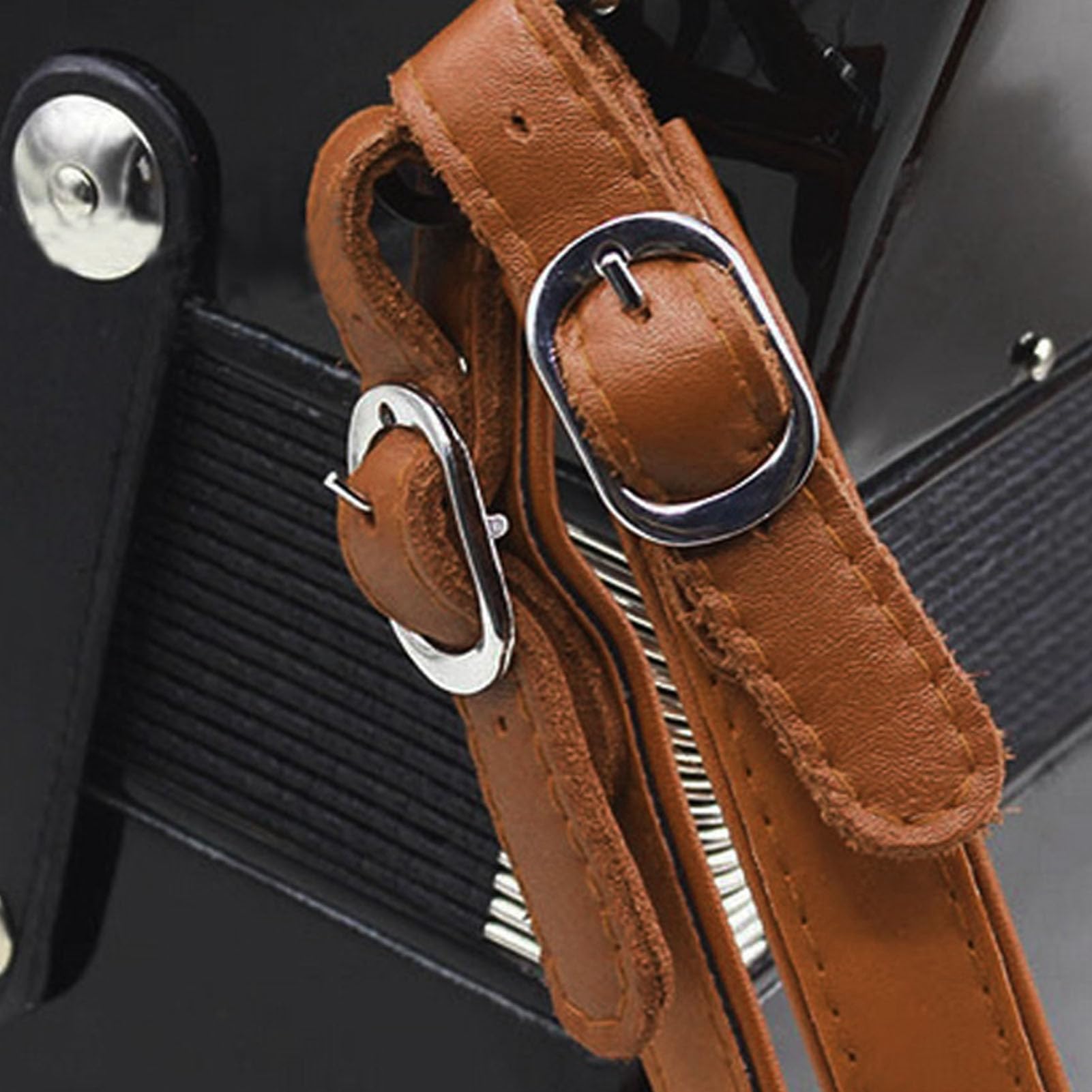 Akkordeon Gurte, Verstellbare PU Leder Akkordeonriemen, Schultergurte Für 16–120 Bass, Musikinstrument-Zubehör (Kaffee)