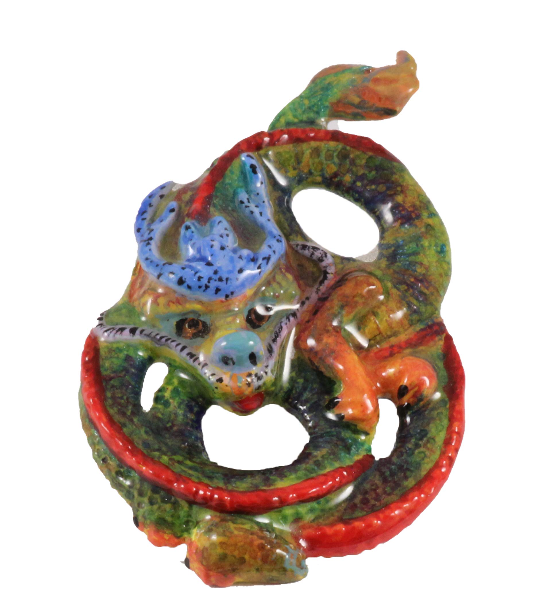 Creative Pewter Designs Coiled Chinese Dragon Premium Hand Painted Lapel Pin, Brooch, Jewelry, AP177PR