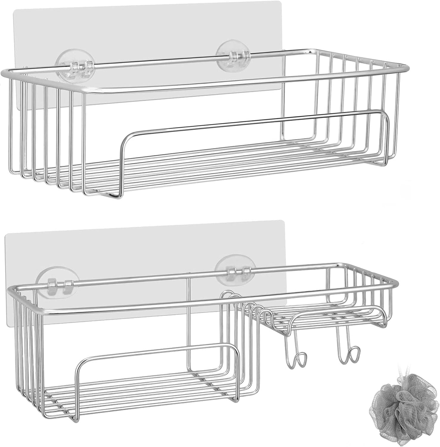 Amazon.com: COSYLAND 2 Pack Shower Caddy with Hooks Hanging Basket ...