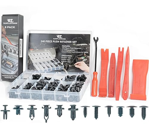 Miniatura 2 de SunplusTrade Juego de 240 clips de parachoques de plástico para automóvil, remaches de plástico para tamaños populares, juego de remaches de empuje
