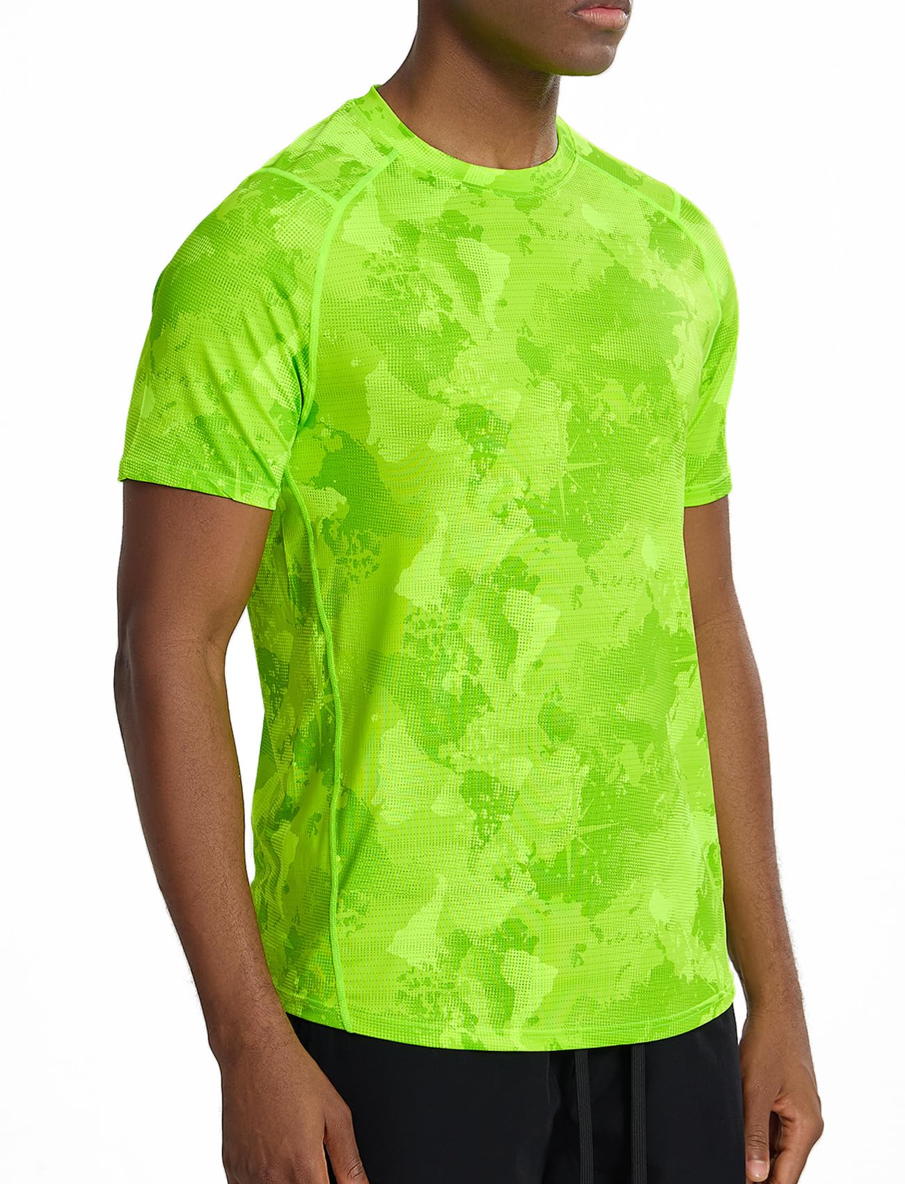 Mens Workout Shirt Short Sleeve Quick Dry Lightweight Athletic Running Gym Performance T-Shirts Moisture Wicking, Neon Green, X-Large