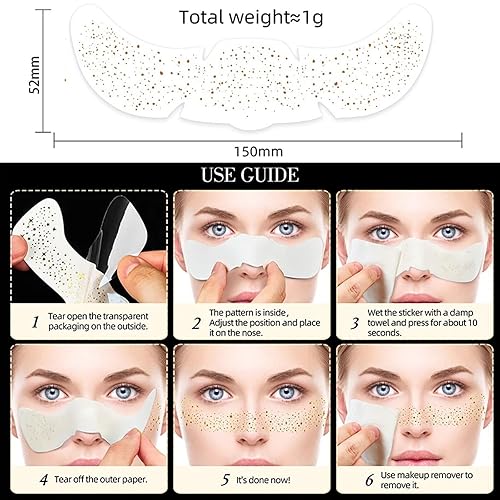 Brown Freckle Tattoos Stickers – Natural Looking Faux Freckles for Face | Waterproof, Long-Lasting, Easy to Apply & Remove | Star, Love & Freckle Design | Temporary Freckle Makeup for Women 8PCS