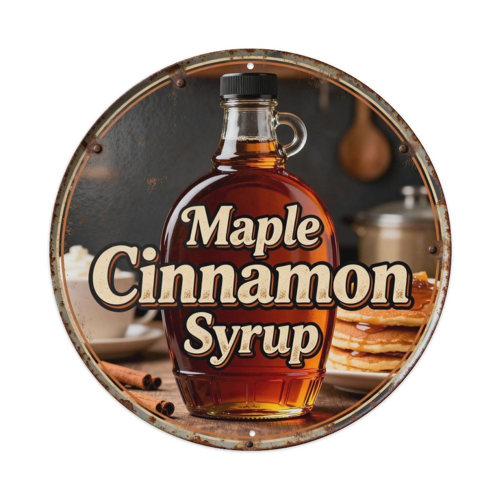 Maple Cinnamon Syrup Metal Tin Sign Plaque