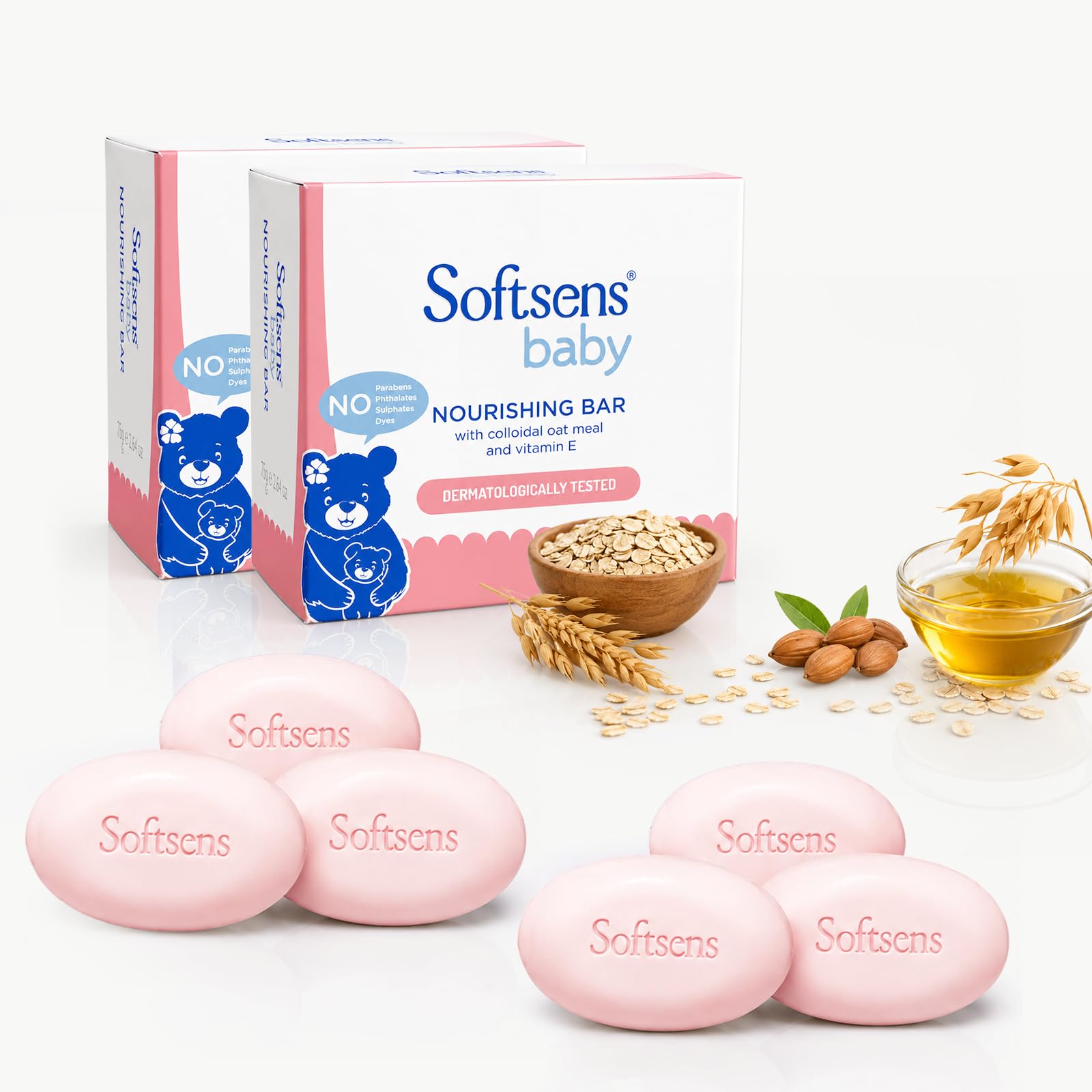 Softsens Baby Nourishing Soap Bar Enriched with Colloidal Oatmeal, Shea Butter & Vitamin E I Dermatologically Tested & Paraben Free for Baby Skin- Pack of 2 (100 gms x 6)-picture-38