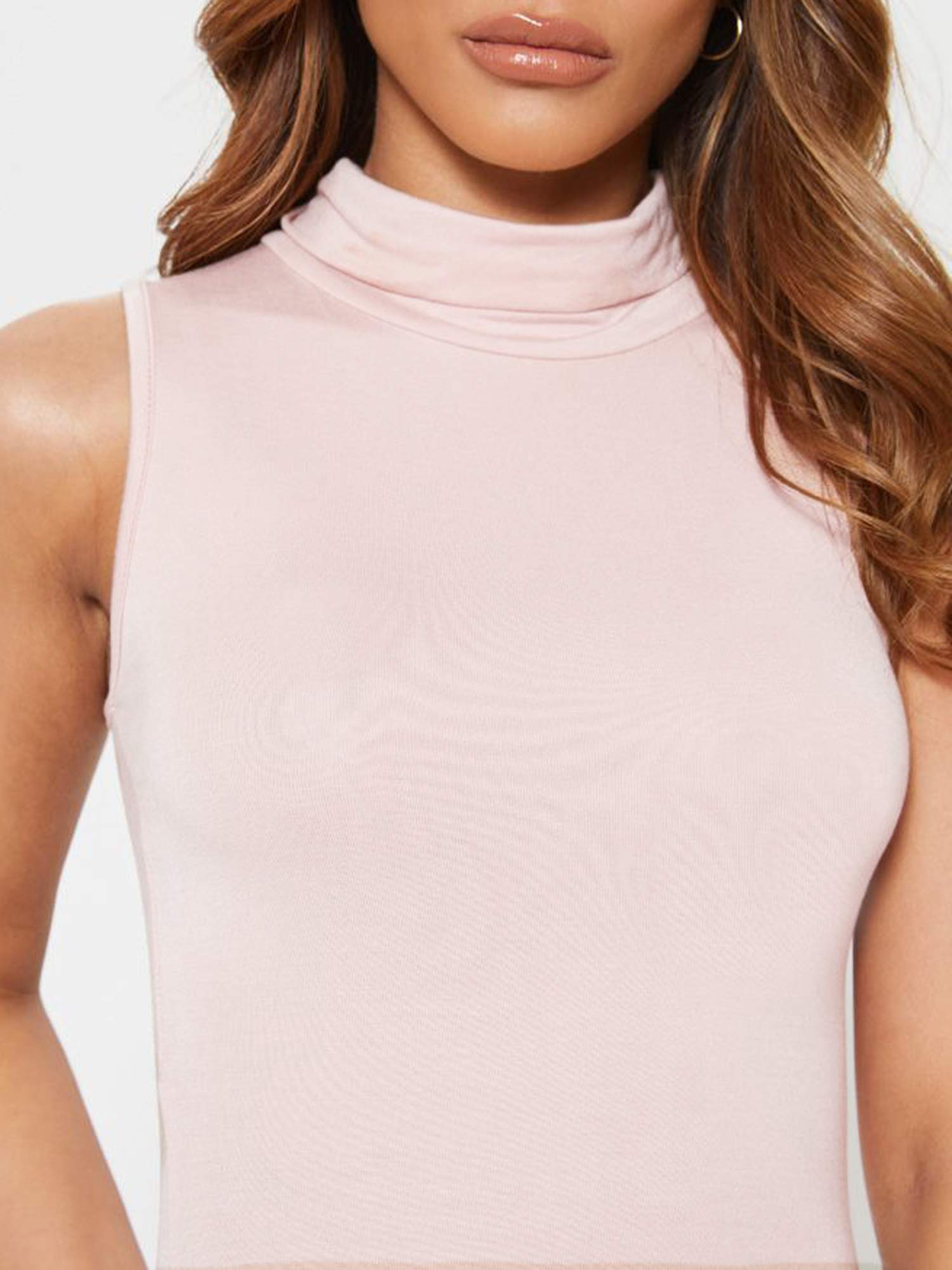 Sleeveless Turtlenecks for Women Black Sim Fit Mock Neck Tank Top