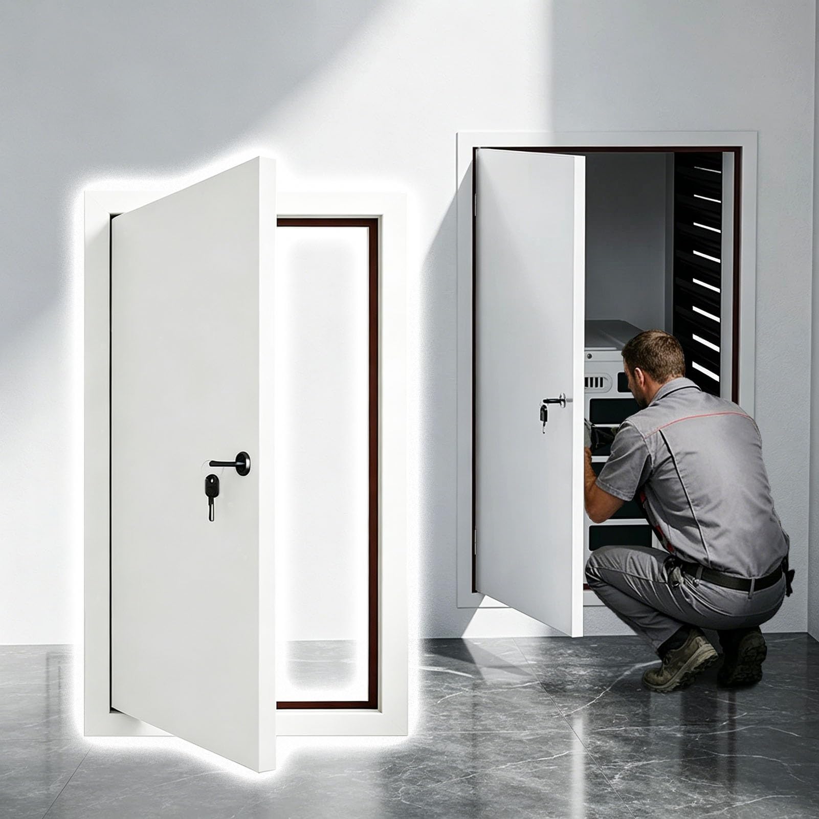 Vibeo Access Panel Locking Access Door with Soundproof Strip, Attic Access Panel Easy to Open, 20 28 36 43 60 in, Large Services Inspection Hatch for HVAC, Plumbing, Cables(50x100cm/20x39in)