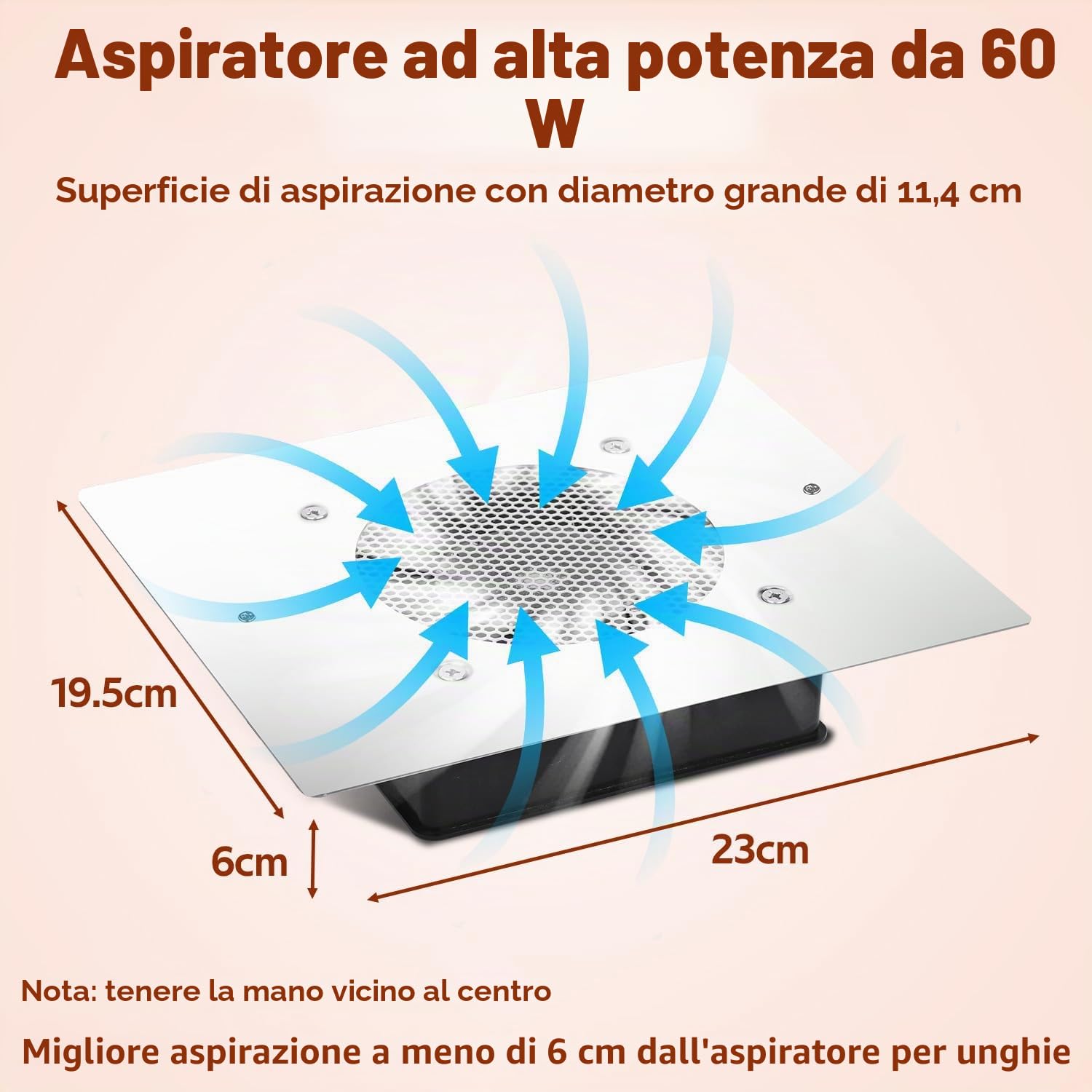 Aspiratore per Unghie, 60W Potente Aspiratore di Polvere per Unghie Incorporato Du Nail Nai