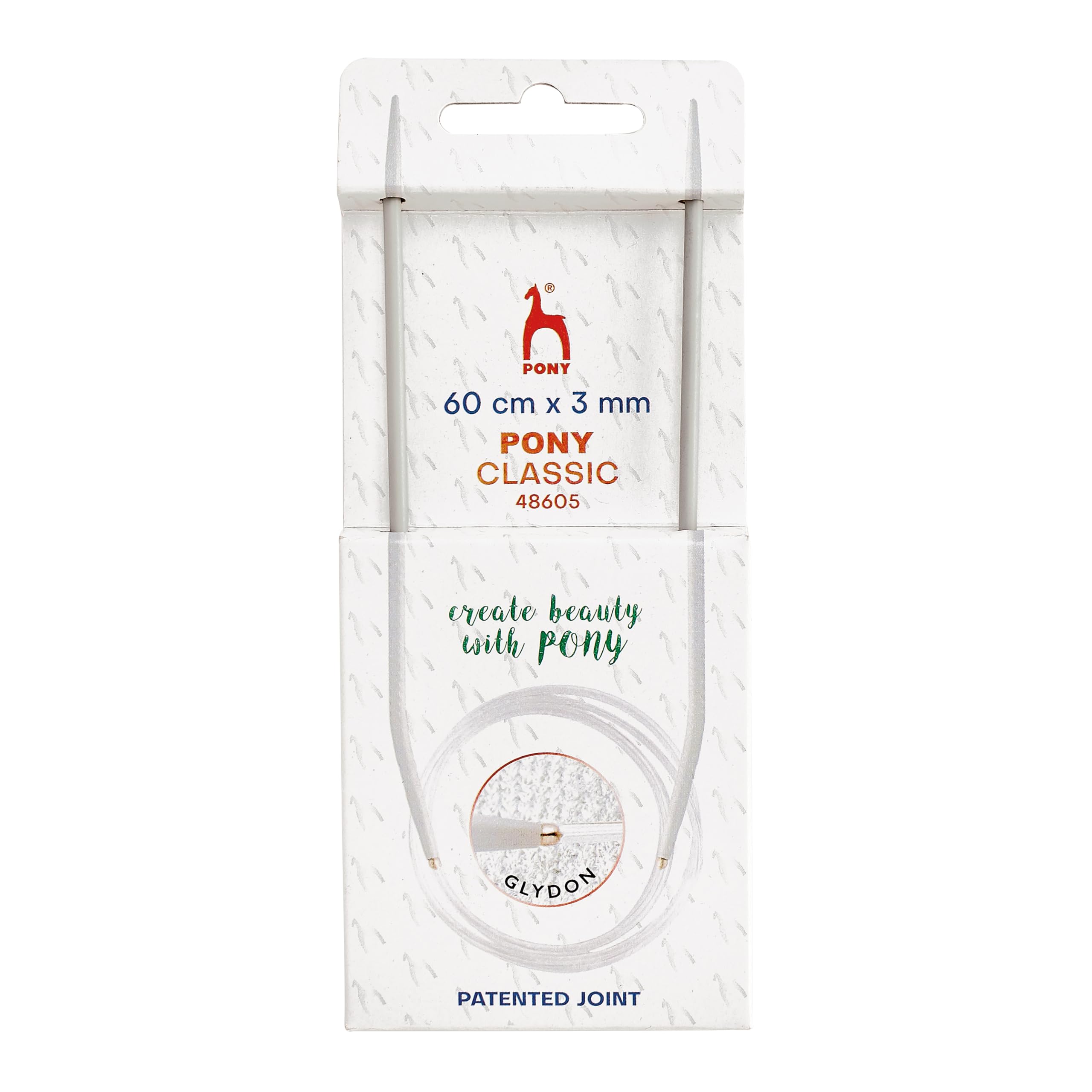 3mm Circular Knitting Needles Pony Classic Fixed Cables- 40cm, 60cm, 80cm, 100cm (60cm Cable)