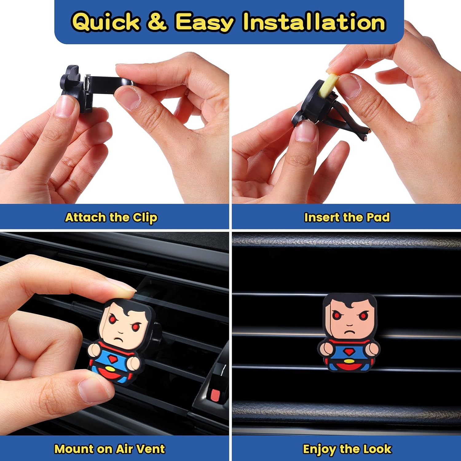 Air Vent Decoration - Cute Super Hero Decorative Vent Clip for Cars, Bedroom or Office [Super Hero] image 2
