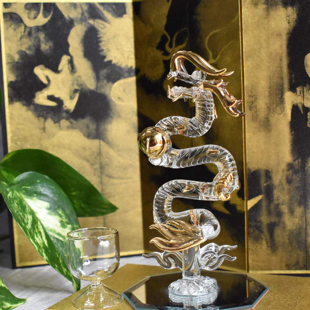 ガラス昇龍置き時計 縁起良い ガラス昇龍置き時計 縁起良い