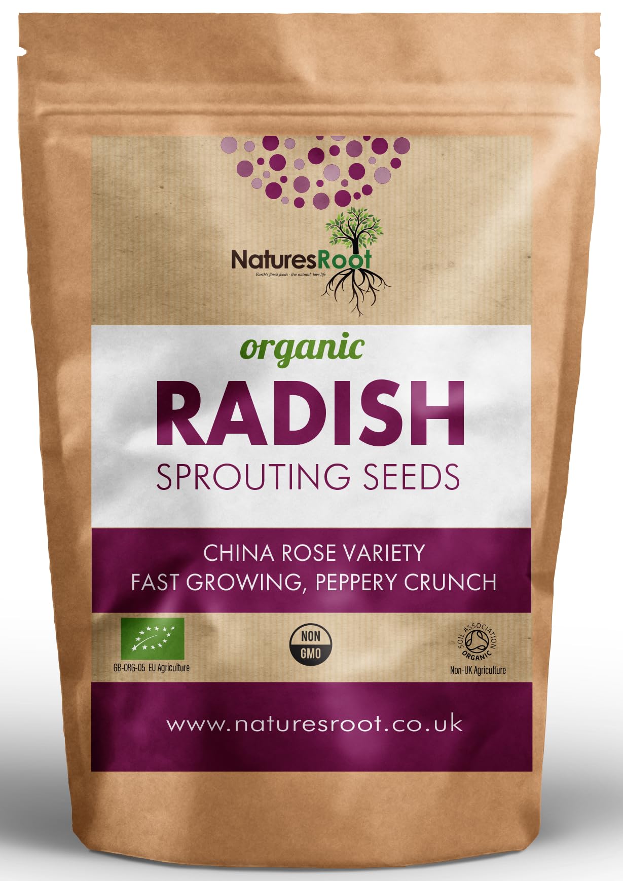Natures Root Organic Radish Sprouting Seeds 1kg (China Rose) - Superfood | Non GMO | Microgreen Sprouts | Garden Planting | Vegetable Gardening