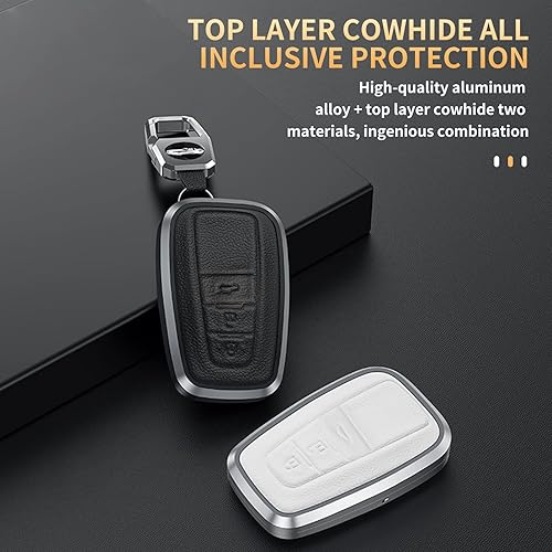 Miniatura 3 de KUNGKIC Funda inteligente para llavero de automóvil para Toyota CHR C-HR Camry Prius Prado Corolla RAV4 aleación de aluminio y protector de cuero