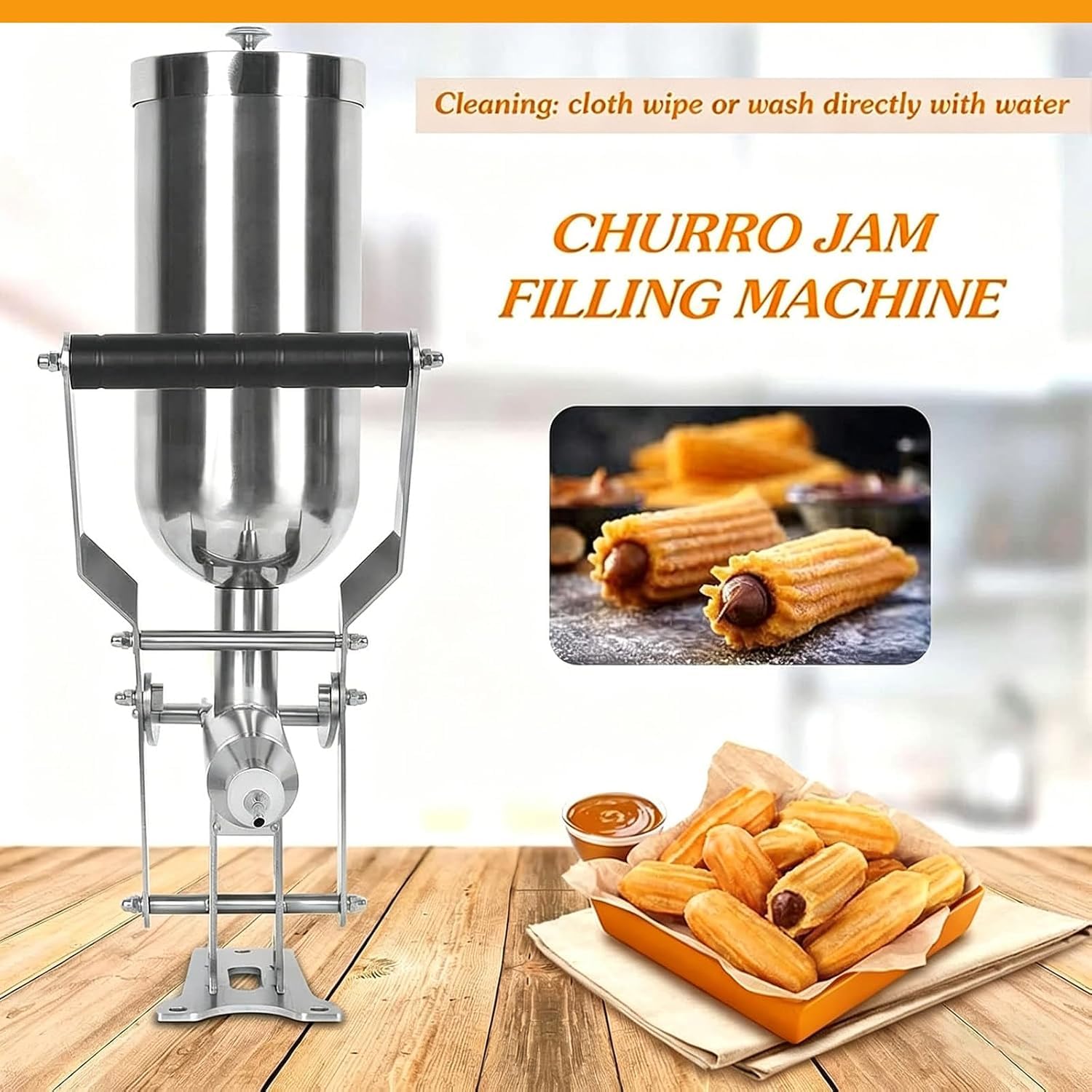Manueller Donut-Füller aus Edelstahl, 5L-Trichter-Gelee-Injektor für Creme-Marmelade-Churros, Präzisions-Portions-Backwerkzeug für die gewerbliche Küche