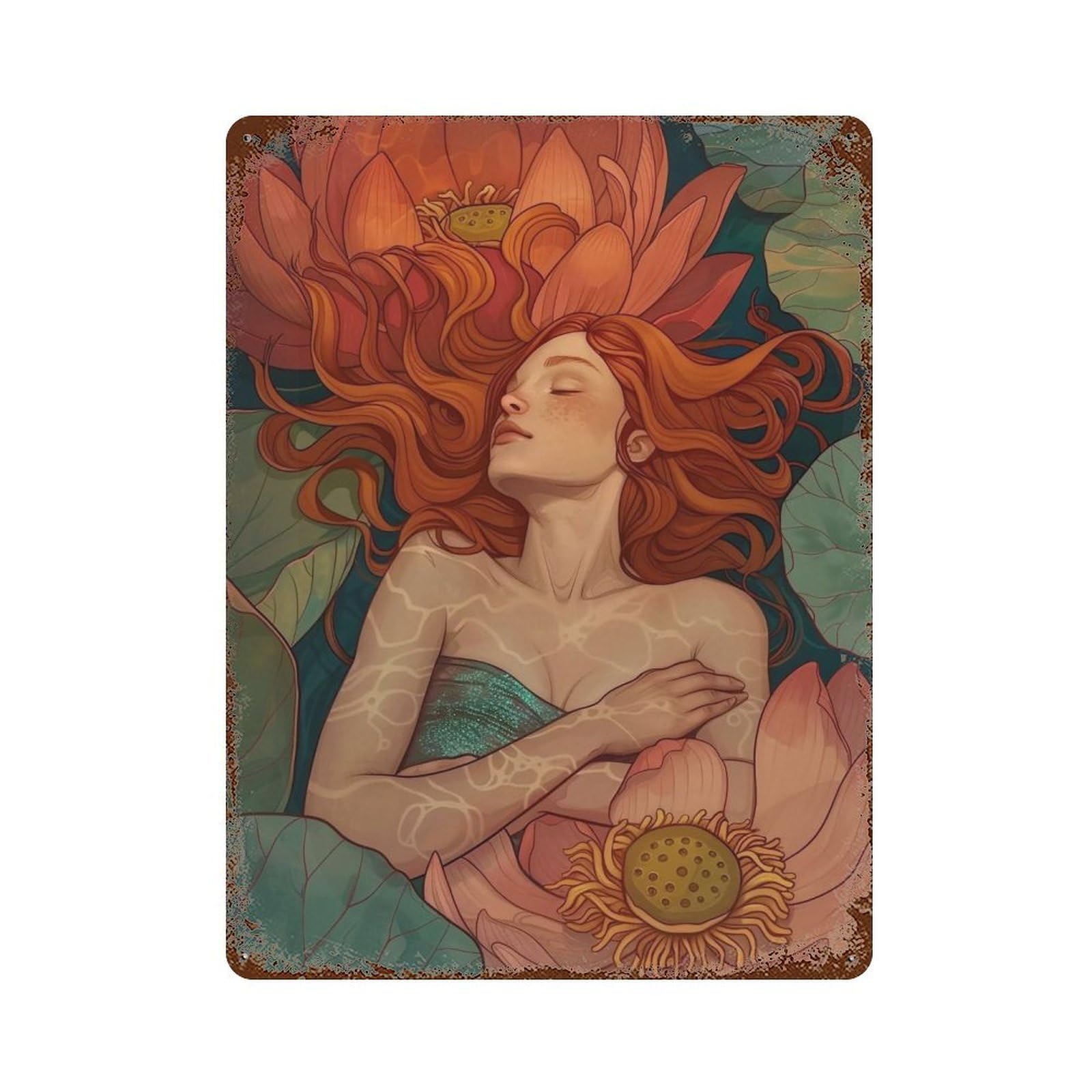 HDURYEYRYY Slumber in Lotus 01 Wall Retro Iron Vintage Art Metal Tin Sign Poster Modern Home Cofffee Club Art Bar Shop Decor 40x30cm
