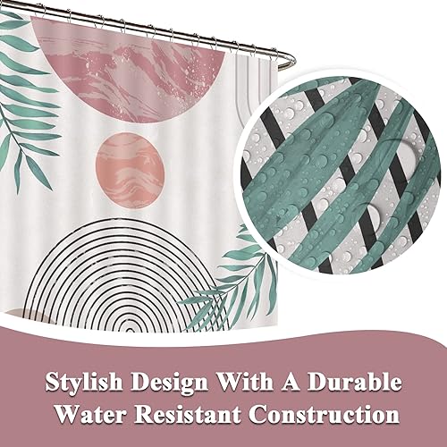 Miniatura 10 de ZYLLGLOW Cortina de ducha bohemia azul para baño, juego de cortina de ducha moderna de mediados de siglo, decoración de baño, accesorio de baño