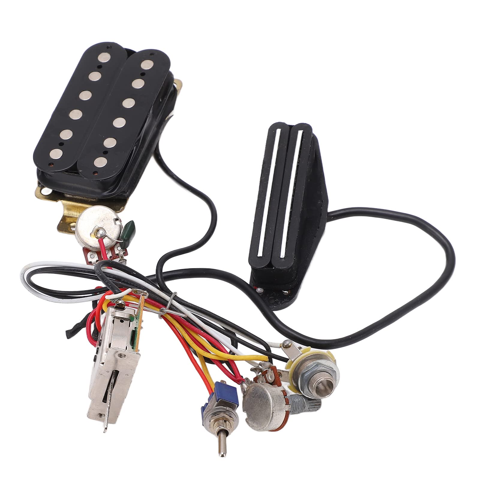 RiToEasysports Arnés de cableado de guitarra, kit precableado de doble riel con potenciómetro de 1T1V A500k B500k, diseño de blindaje de ruido para actualización de guitarra eléctrica