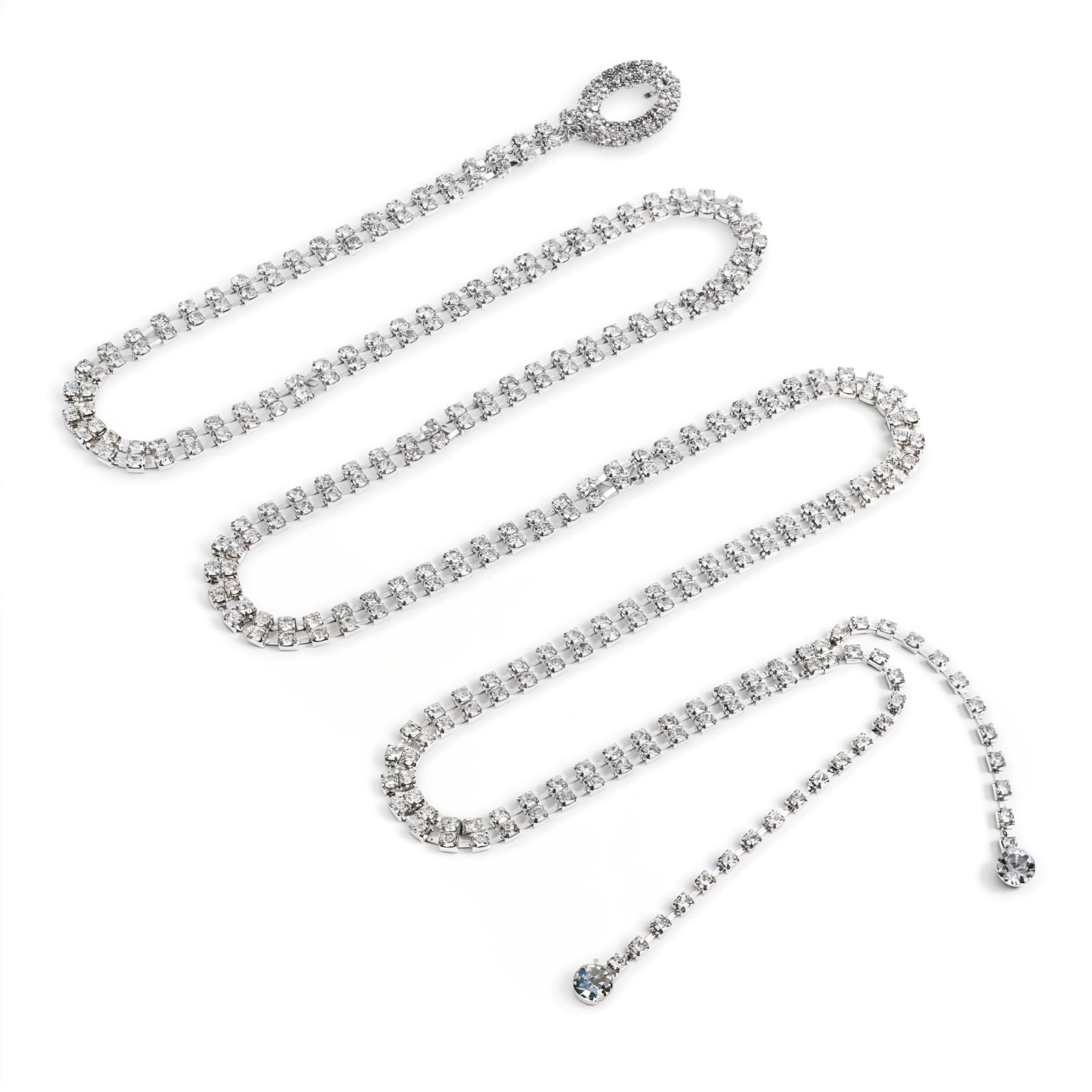 Rhinestone Belts for Women Sparkly Rhinestone Belt Crystal Chain Fashion Crystal Waist Chains Silver Fashion Corset Belt for