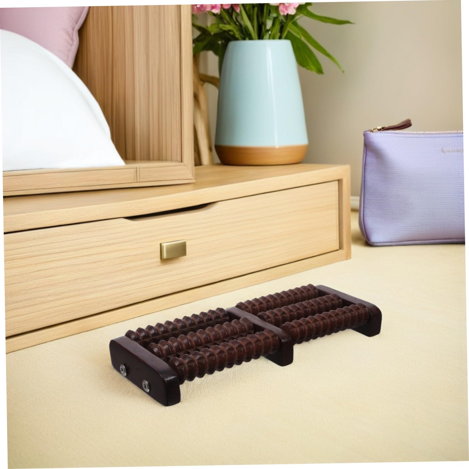 HANABASS Rodillo de Masaje de Pies Madera Natural Masaje Profundo Relajación Muscular Portátil para Hombres y Mujeres con Diseño Compacto y Silencioso