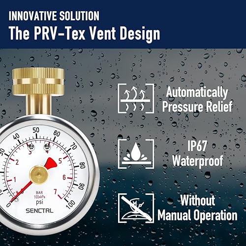 Miniatura 5 de SENCTRL Medidor de presión de agua de 0-200 psi, sin plomo, antiniebla, impermeable, tamaño de dial de 2.5 pulgadas, rosca de manguera de jardín