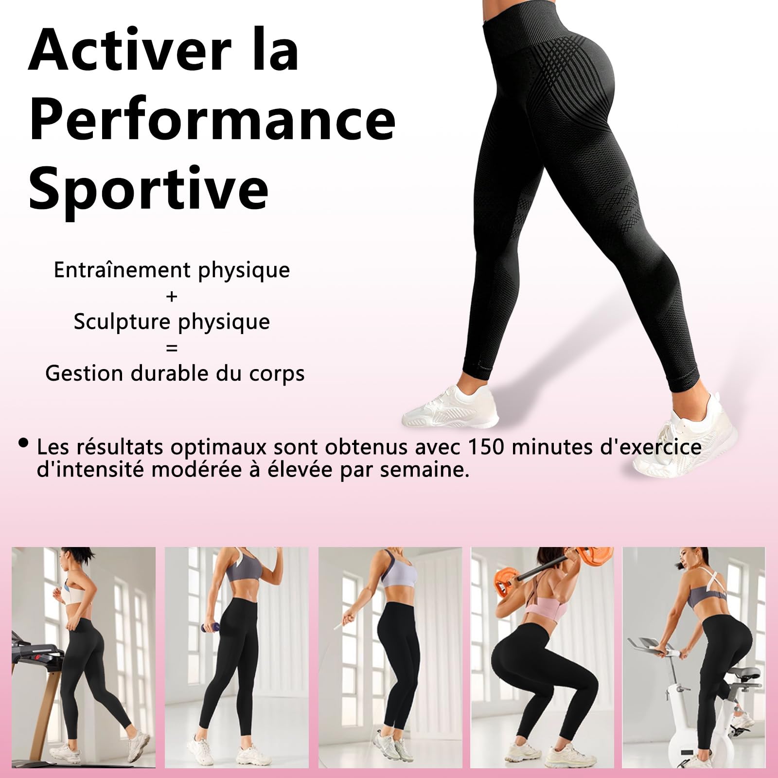 Arlaya Legging Anti Cellulite Sculptant Femme, Pantalon de Sport Taille Haute Gainant, Effet Push Up et Ventre Plat, Yoga & Fitness