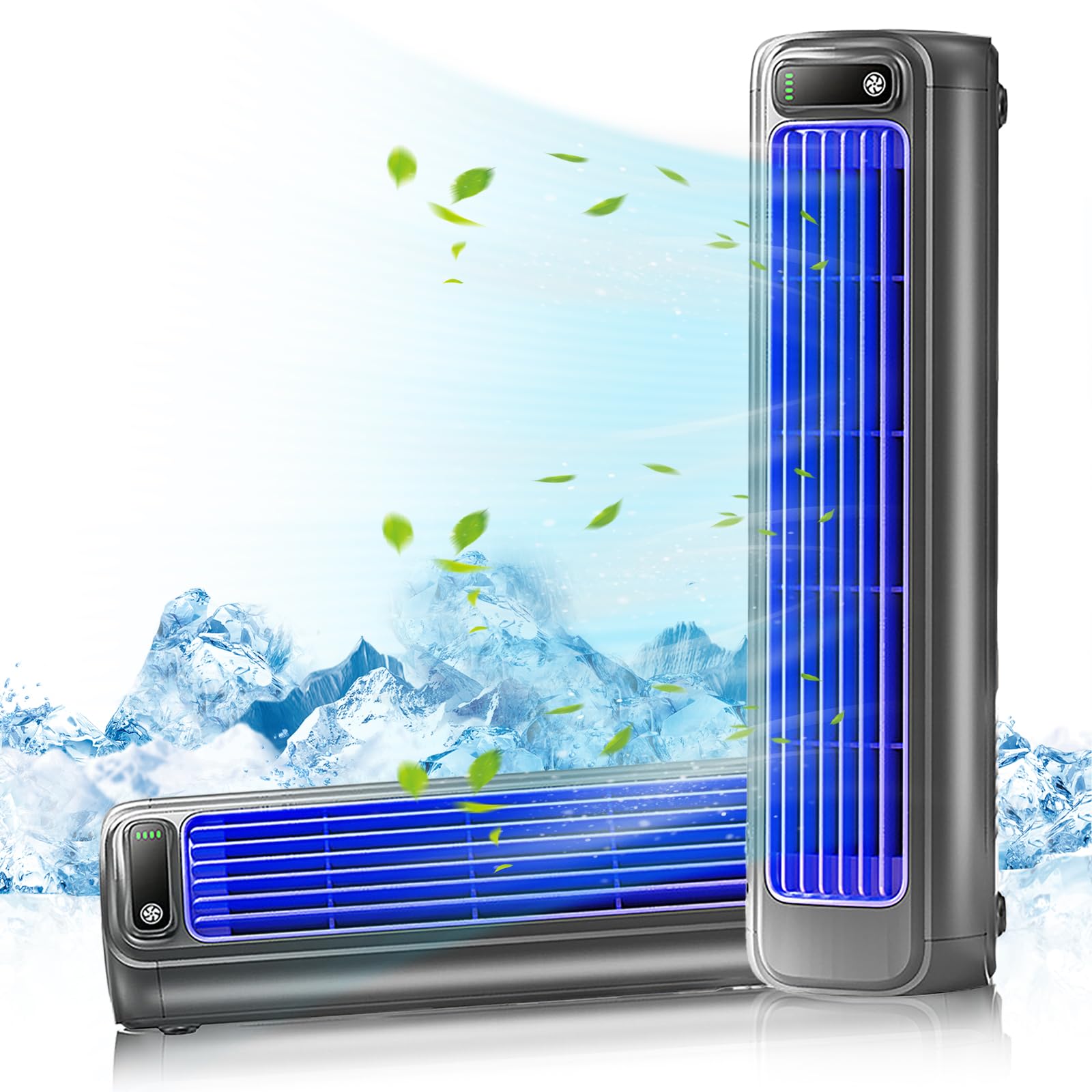 Coldeez Cooling Ace, Coldeez Air Conditioner, Electric Fan Tower Coldeez, Three-Speed Settings, Portable Design, Drill-Free Wall Mounting (Gray)