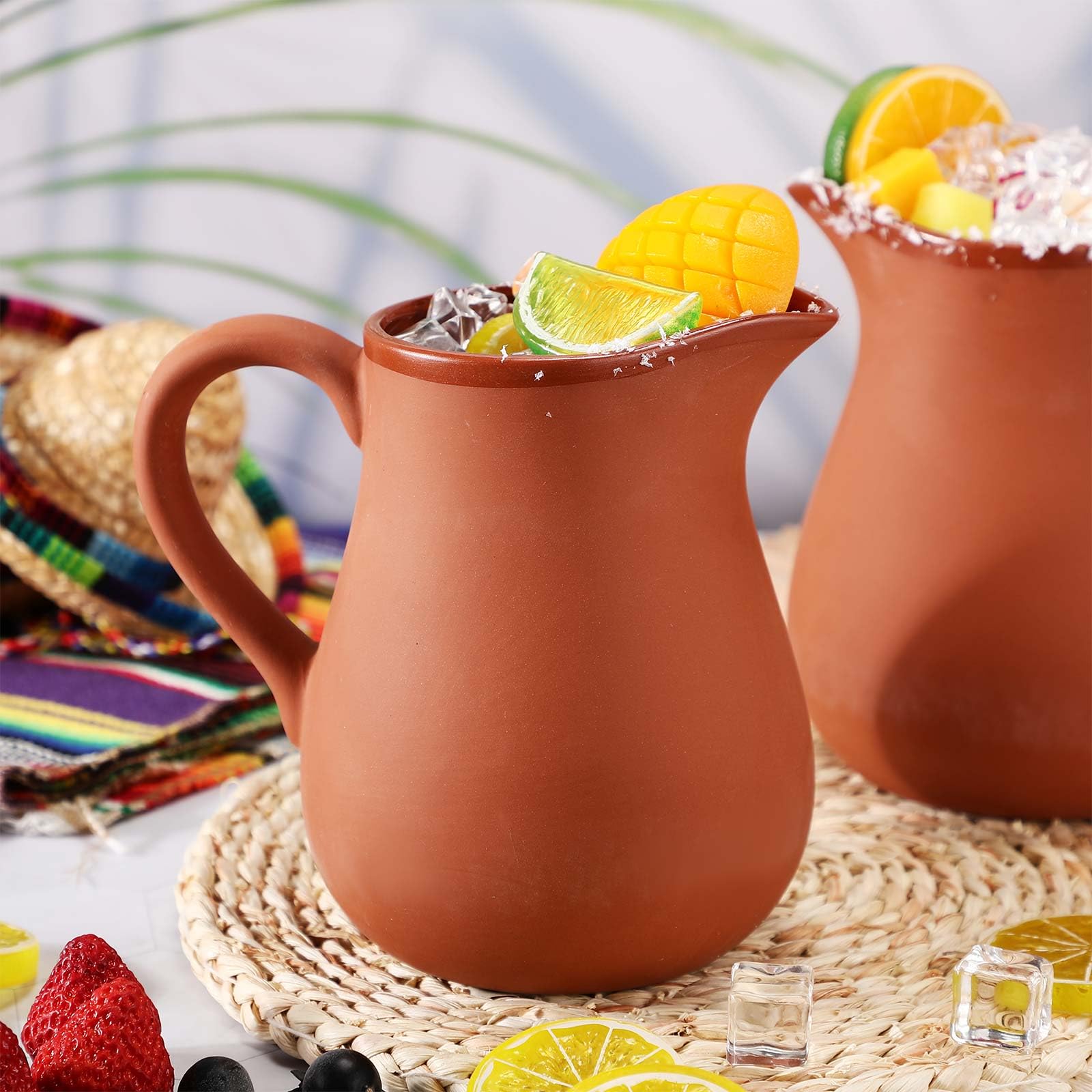 Gejoy 6 brocca messicana in argilla cantaritos de barro Mexicanos da 1,054 g, tazze di argilla messicana Jarritos De Barro Mexicanos in terracotta, taco martedì Fiesta tazze per birra, succo, tè,