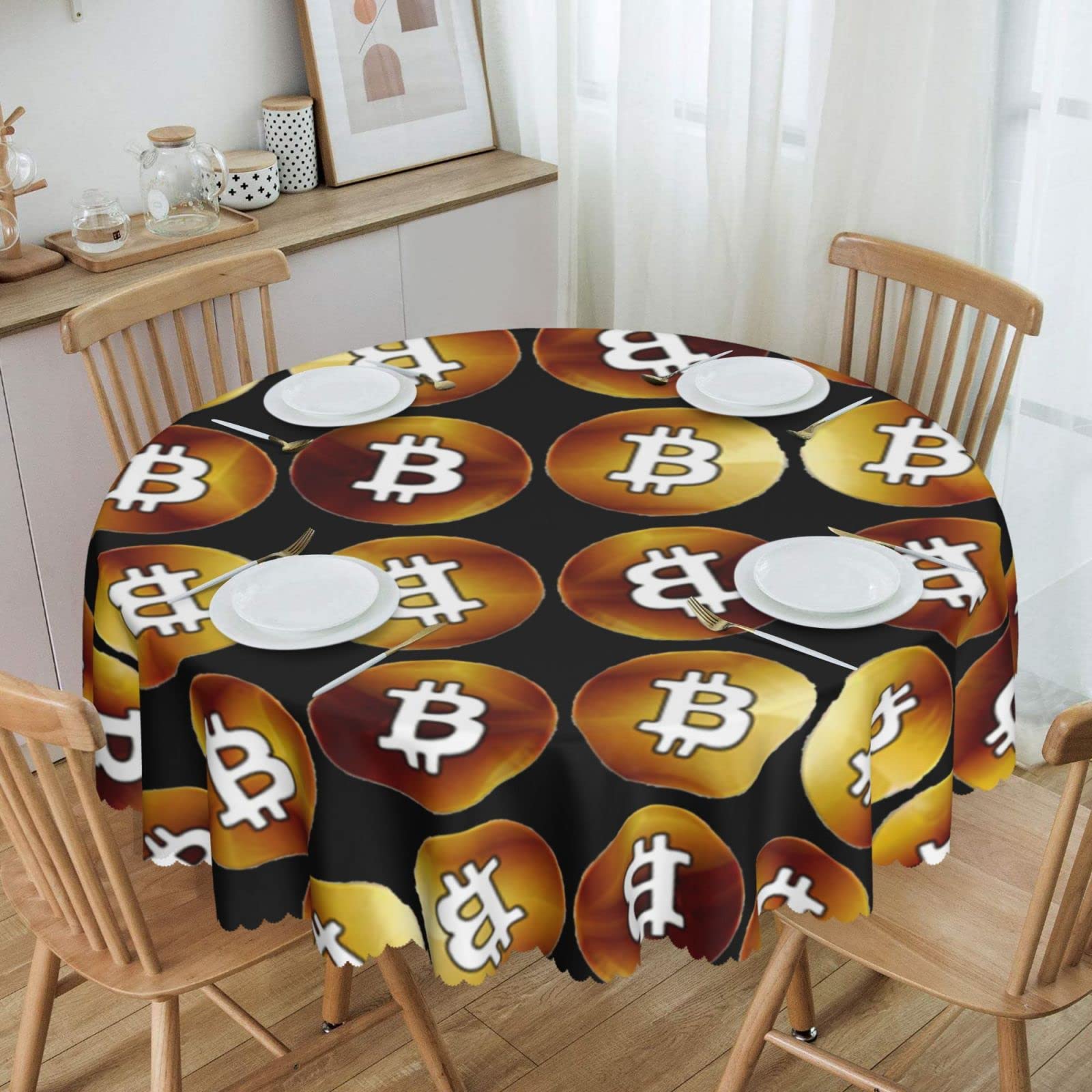 Amazon｜ラウンドテーブルクロス オリジナルビトコイン銅 円形テーブルクロス ディナーピクニック 直径152cm｜テーブルクロス オンライン通販