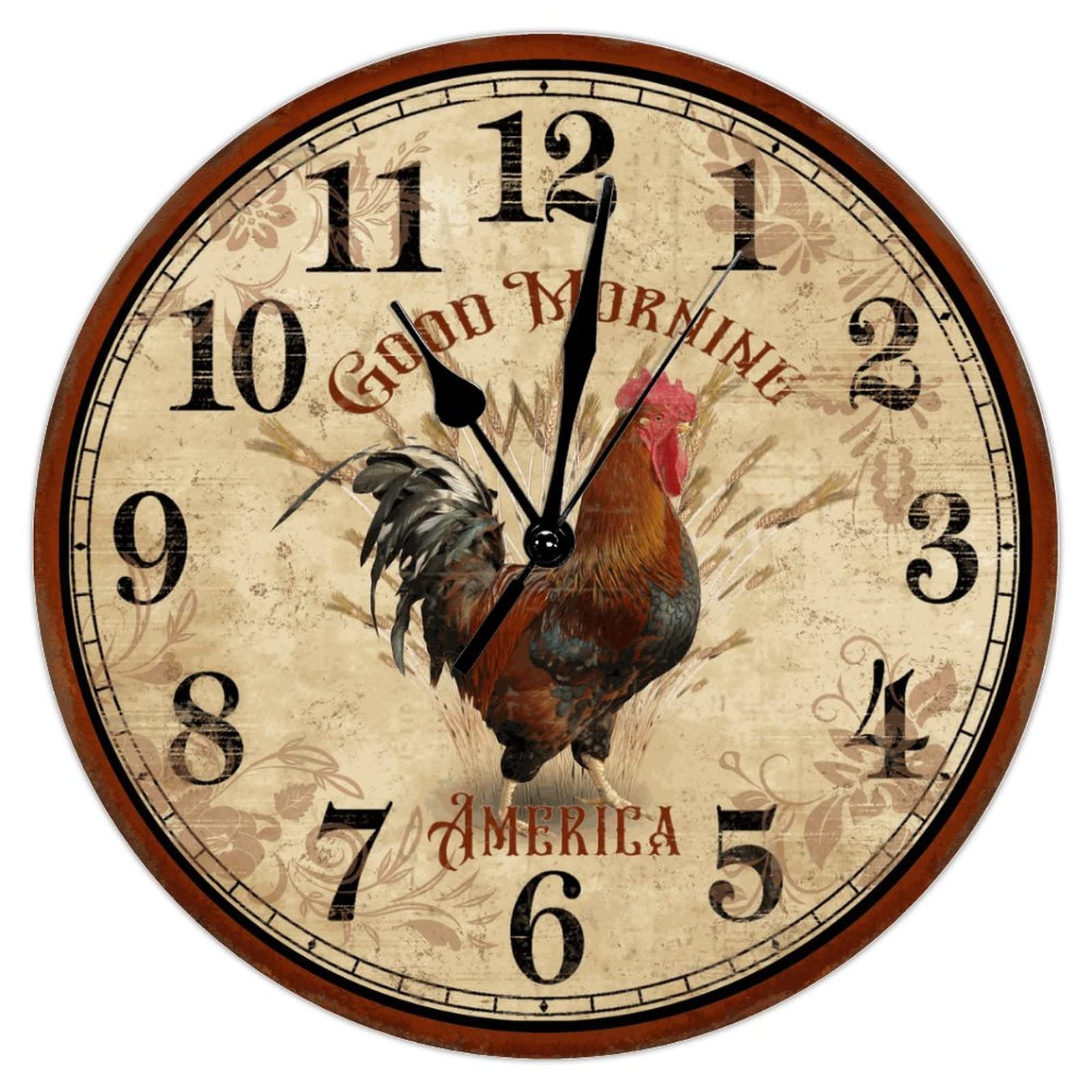 Horloge murale vintage en bois de 38 cm pour salle à manger