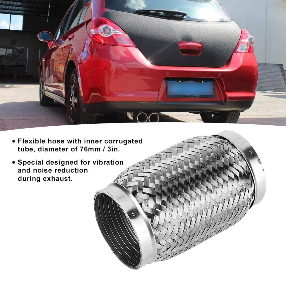 Auspuff Flexi Pipe Auto Auspuffrohr Schalldämpfer Endspitze Endrohr 3 x 6inch Edelstahl Flexibler Auspuffstutzen Auspuffblenden mit Innenliegendem Wellrohr
