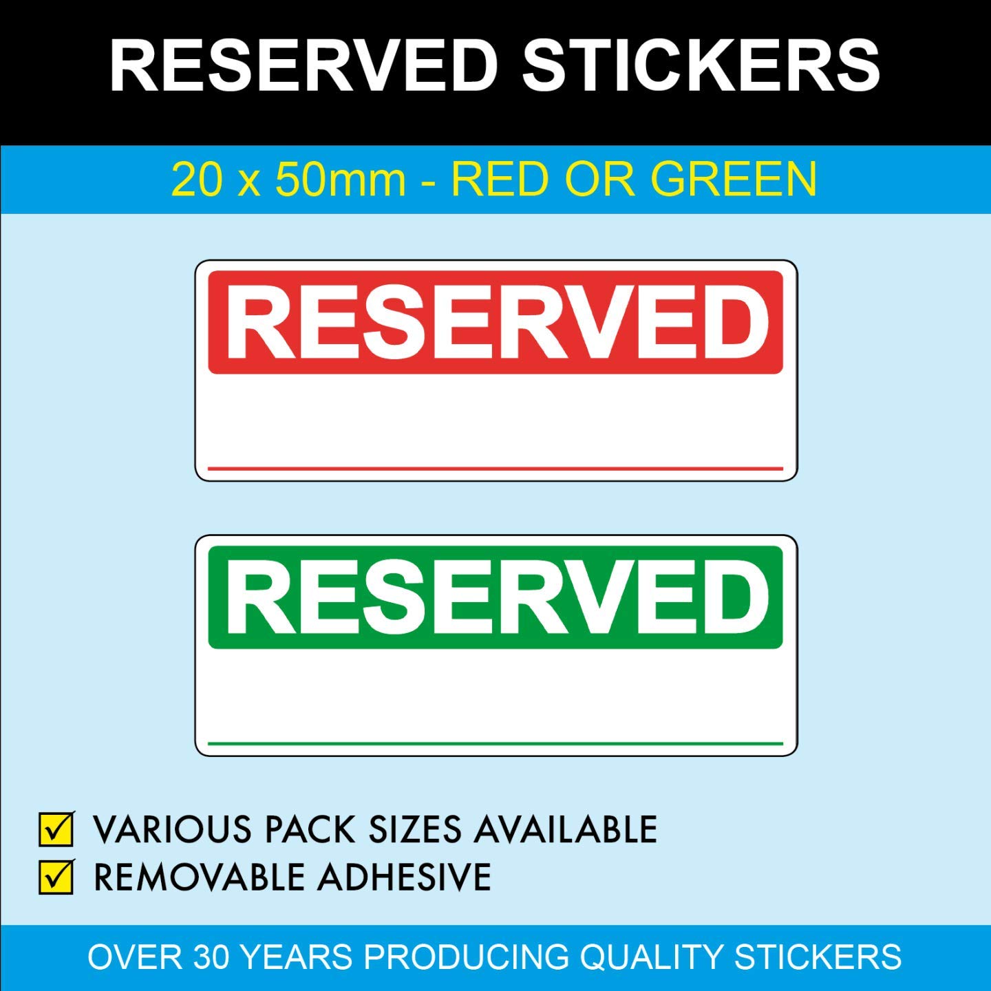 Reserved - 20 x 50mm Stickers, 200, Green