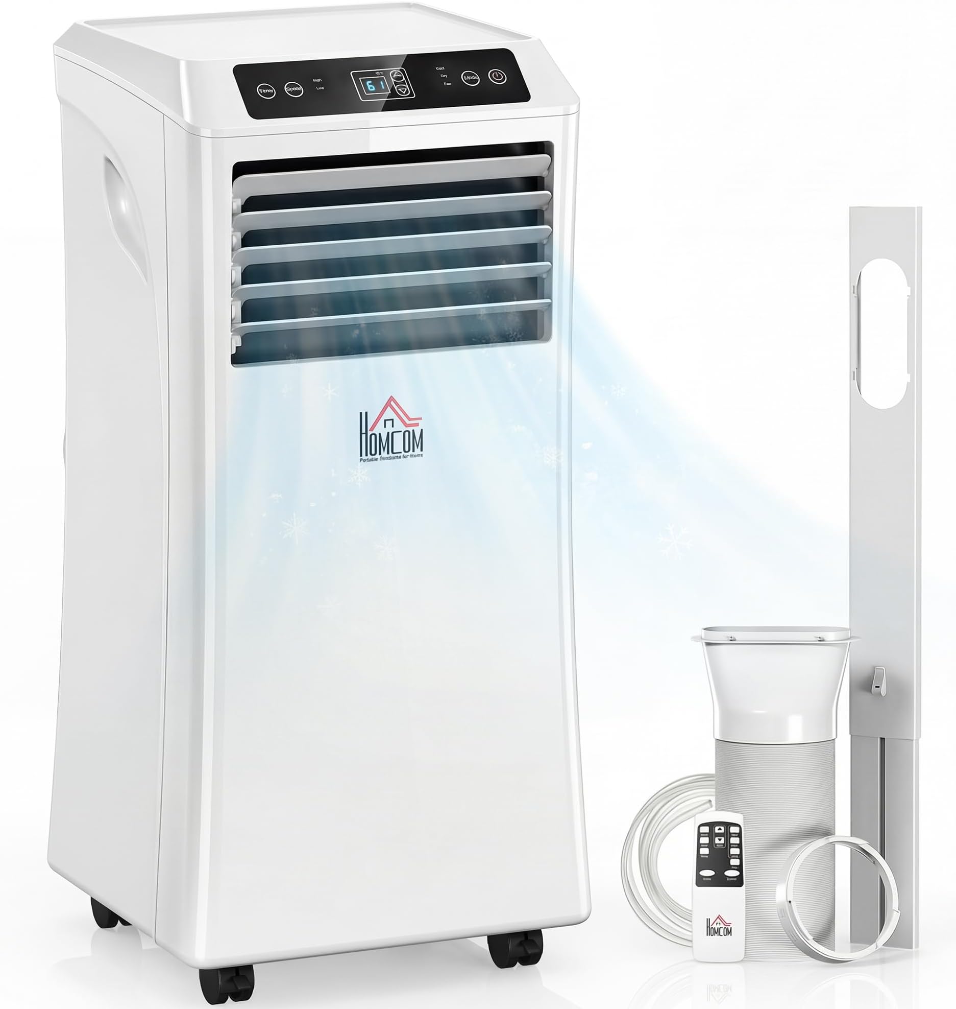 10000 BTU Portable Air Conditioner for Rooms Up to 441 Sq. Ft., 4-in-1 AC Unit with Cooling Fan, Dehumidifier, Sleep Mode, Remote Control, 24H Timer, Window Installation Kit, White
