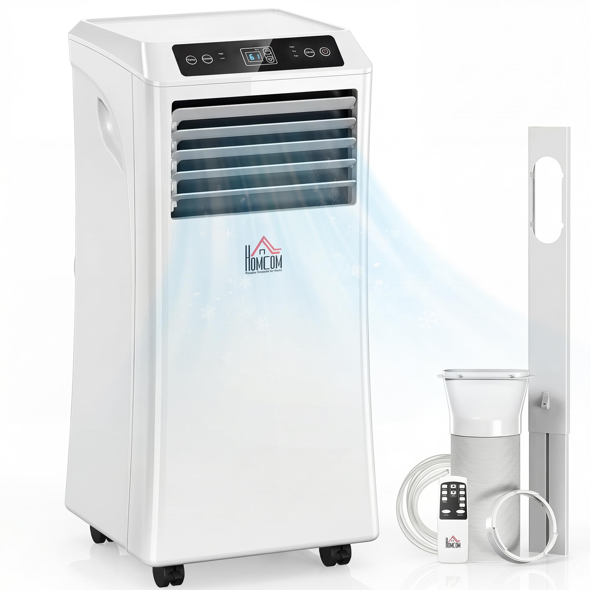HOMCOM Portable Air Conditioner, 10,000 BTU Quiet AC Unit with Cooling, Dehumidifier & Fan Modes, 24H Timer, Remote Control, Rooms up to 441 Sq. ft for Home, Office, White image 7