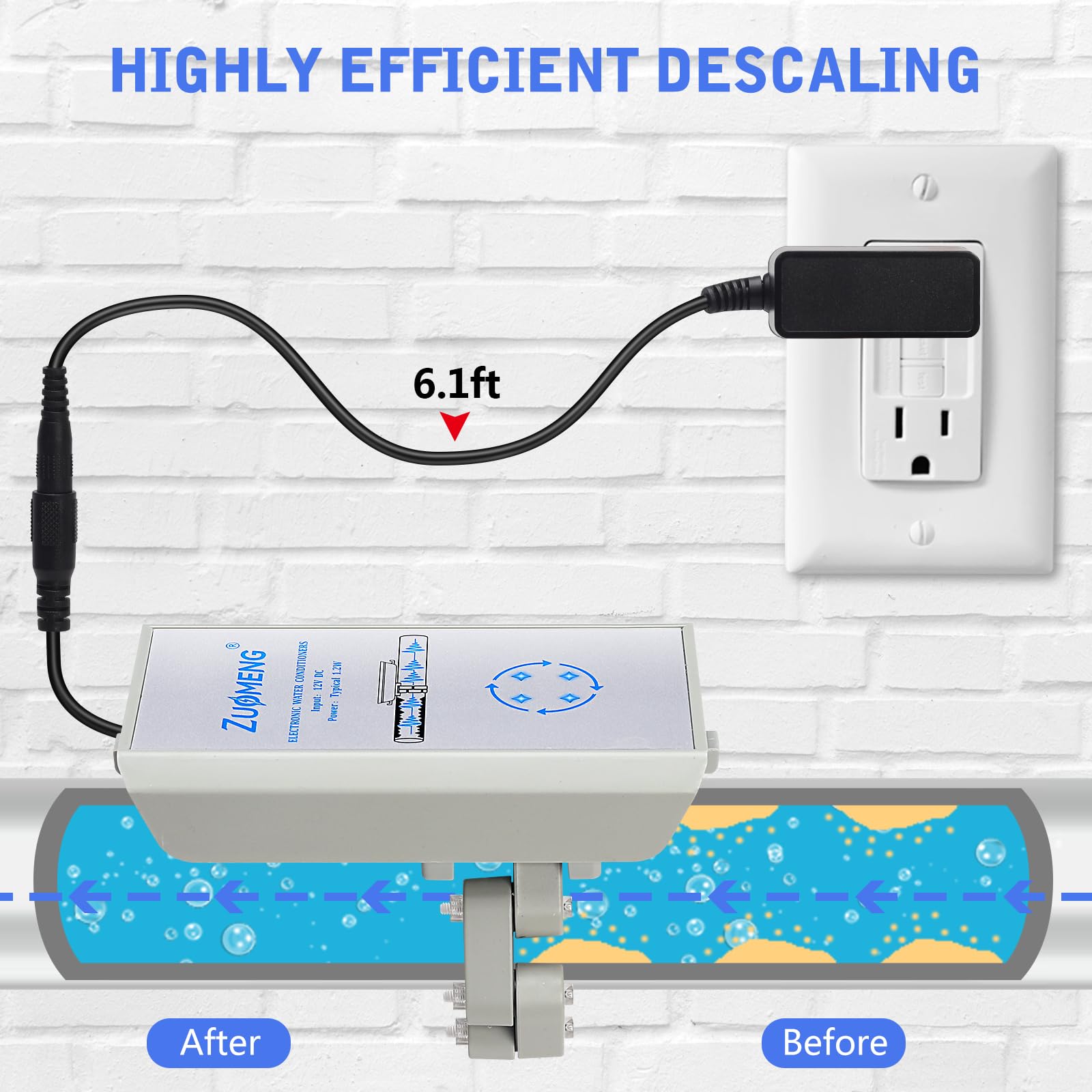 Disincrostante elettronico per tutta la casa, con alta efficienza nella dissoluzione, scala per case da 2000-5000 mq, tubi da 3,8 cm, alternativa all'addolcitore d'acqua, senza prodotti