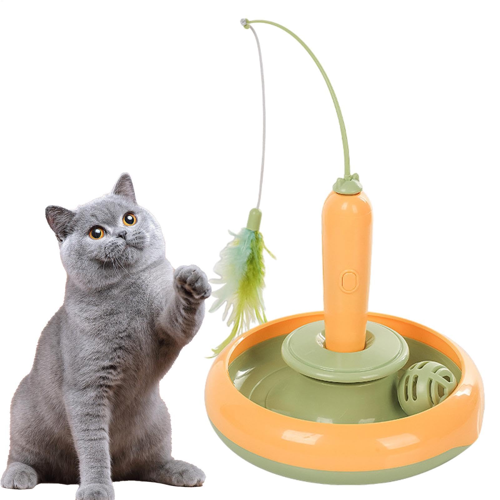 Jouets avec Plumes pour Chats - Jouets Drôle pour Chats Teaser avec Plumes, Jouet Interactif Multifonctionnel pour Chats pour Intérieurs | Jouet Électrique Réutilisable pour