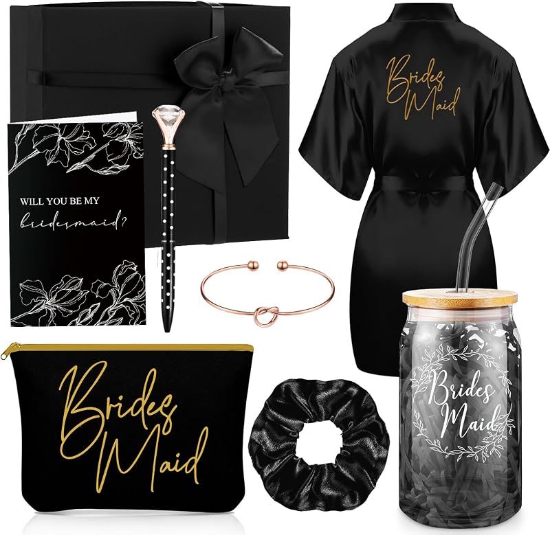Irenare Conjunto com 8 presentes para madrinhas com caixa, preto