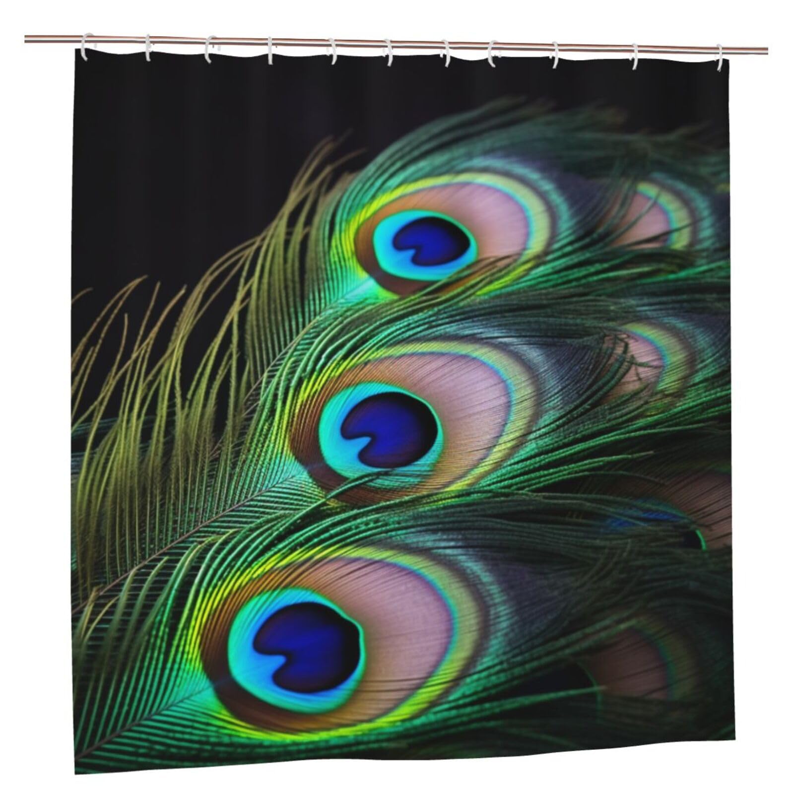 Rideaux de douche paon vert imperméables lavables 182.9x182.9 cm