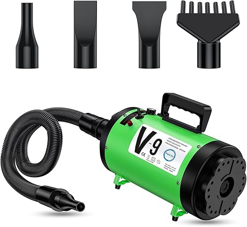 Miniatura 8 de Secador profesional de 4.3 HP, soplador de pelo de perro ajustable de velocidad variable, secadora de aseo para perros con calentador de bajo ruido