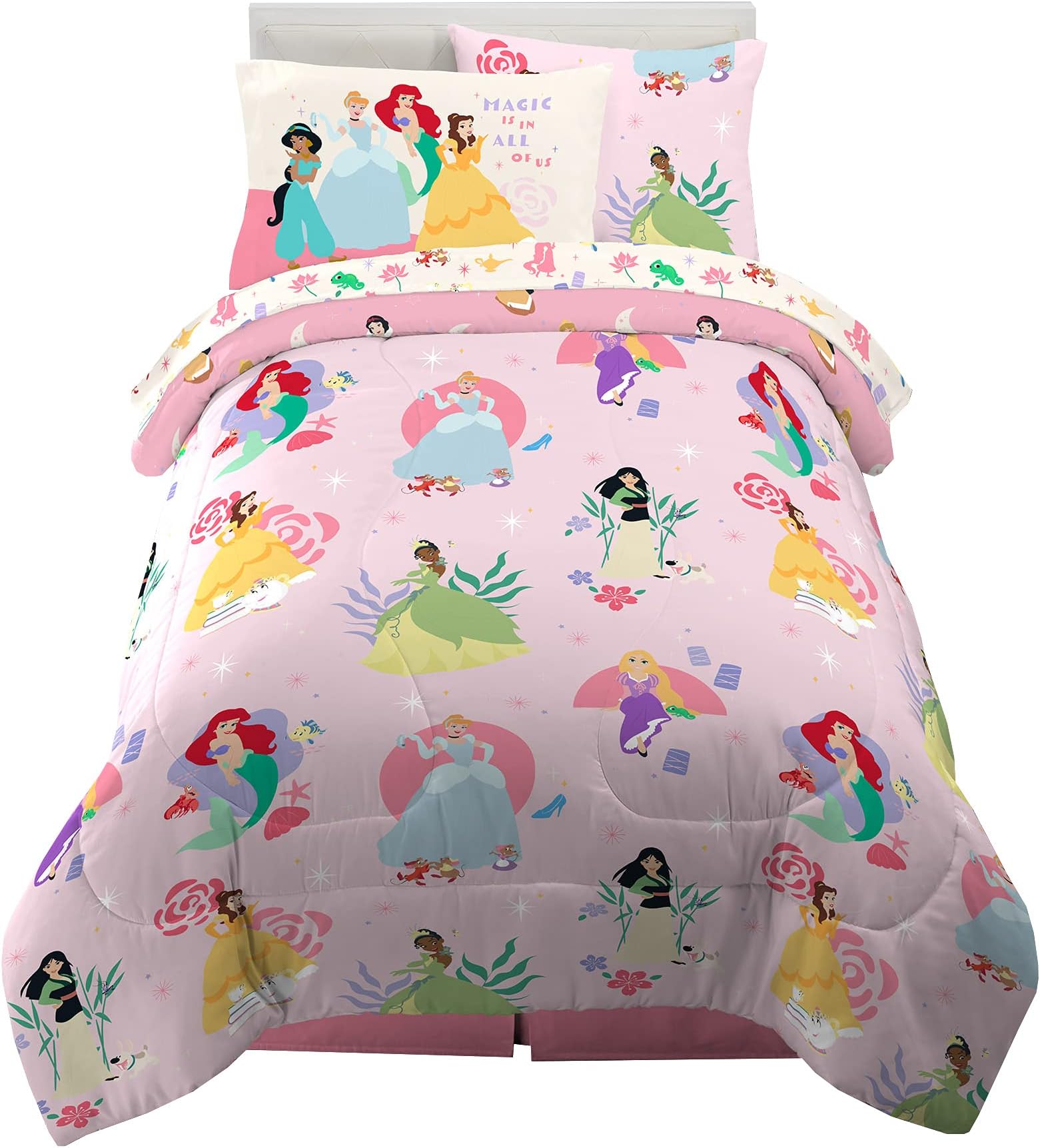 Disney Princess Kids Bedding Super Soft Comforter And Sheet Set, 4 Piece Twin Size (Prints may vary)