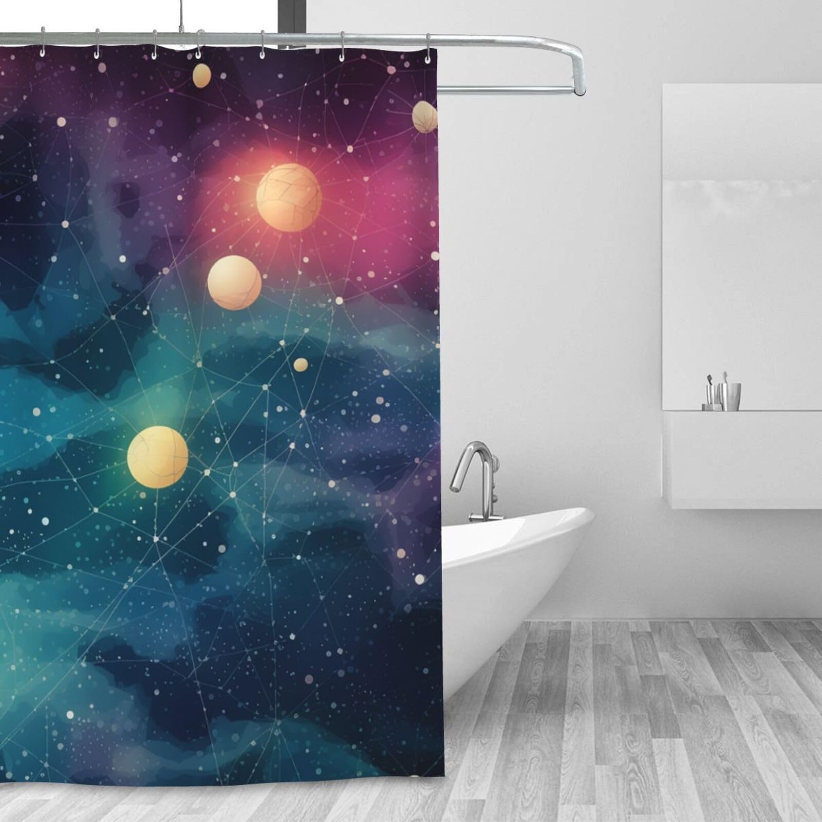 Rideau de douche lavable imprimé espace magique - Rideau de douche d'hiver 183 x 183 cm