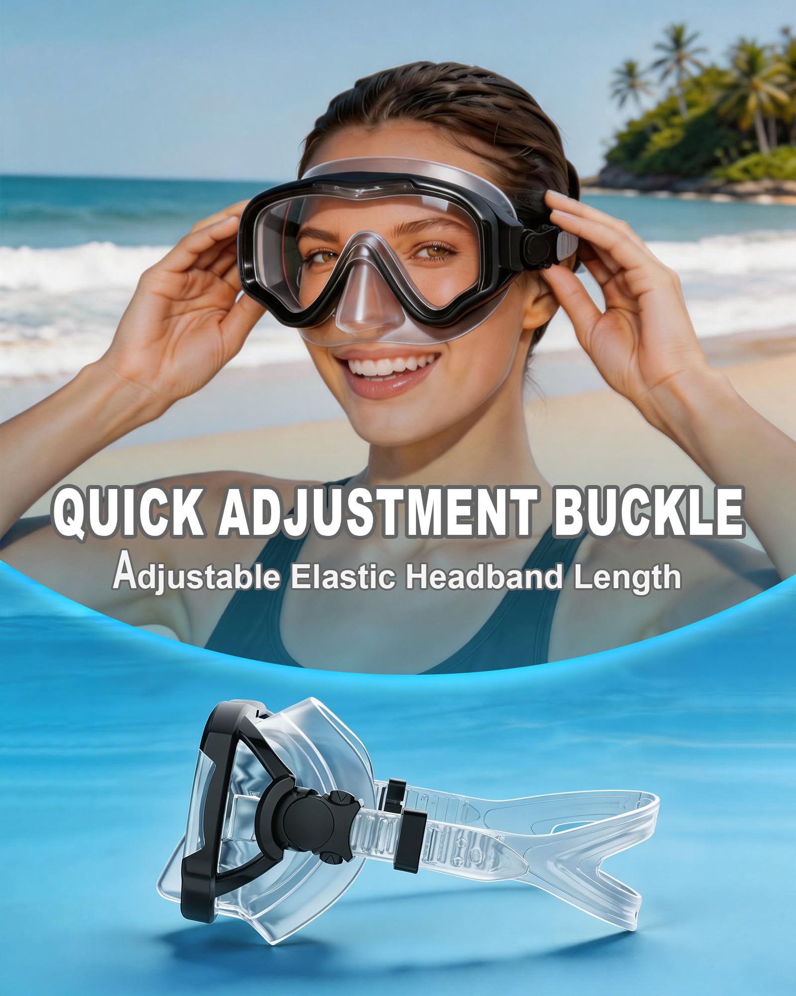 Máscaras de buceo para adultos, máscara de esnórquel de cara completa, sistema de esnórquel seco antivaho que evita fugas para respirar sin esfuerzo