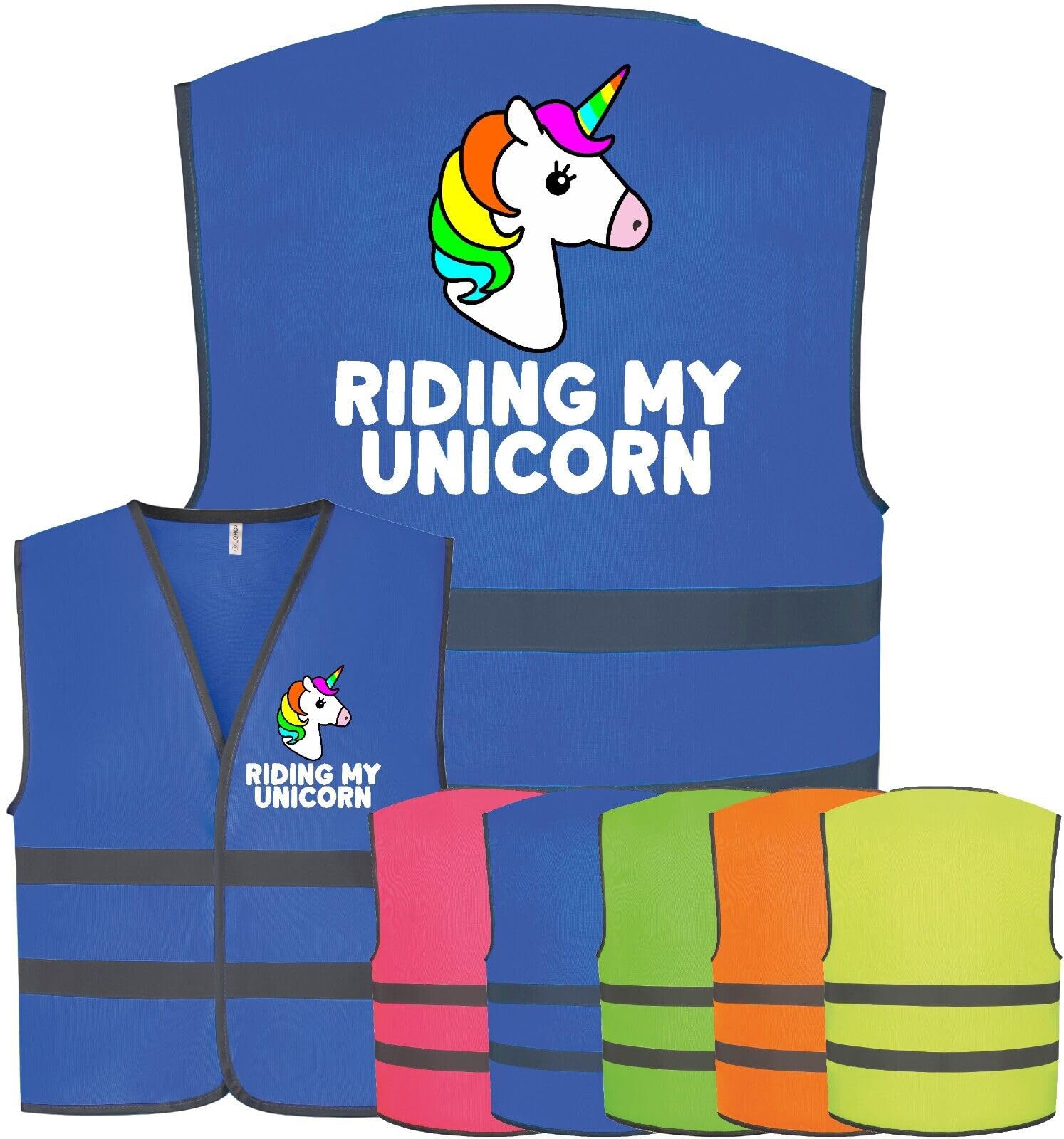 Corporate Togs Kids Horse RIDING MY UNICORN Children's Vest - Equine Rider Pink Hi Vis Safety Vest, Fastening Waistcoat | Protective Safety Wear