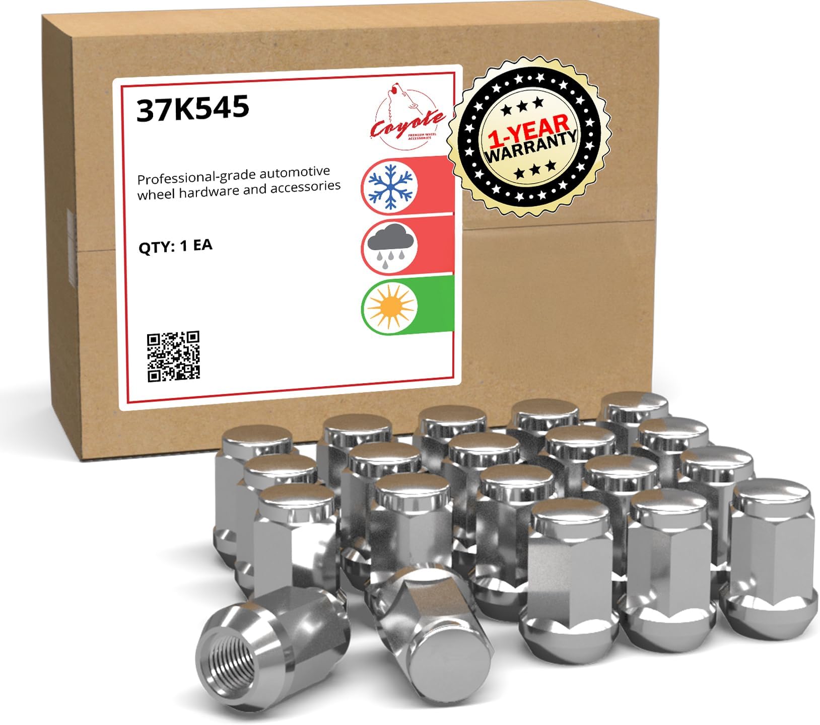 Wheel Accessories Parts 20 Pcs M12x1.5 12x1.5 Thread Bulge Acorn 1.38" 35mm Long Lug Nuts Chrome 3/4" 19mm Hex Fits Toyota Corolla Camry ｜ Ford Escape Fusion ｜ Honda Accord Civic