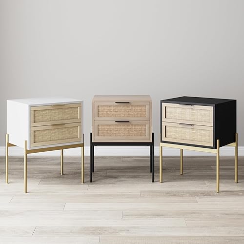 Miniatura 9 de Nathan James Andrew - Mesita de noche mesita auxiliar con cajón de almacenamiento y patas modernas de mediados de siglo para sala de estar o