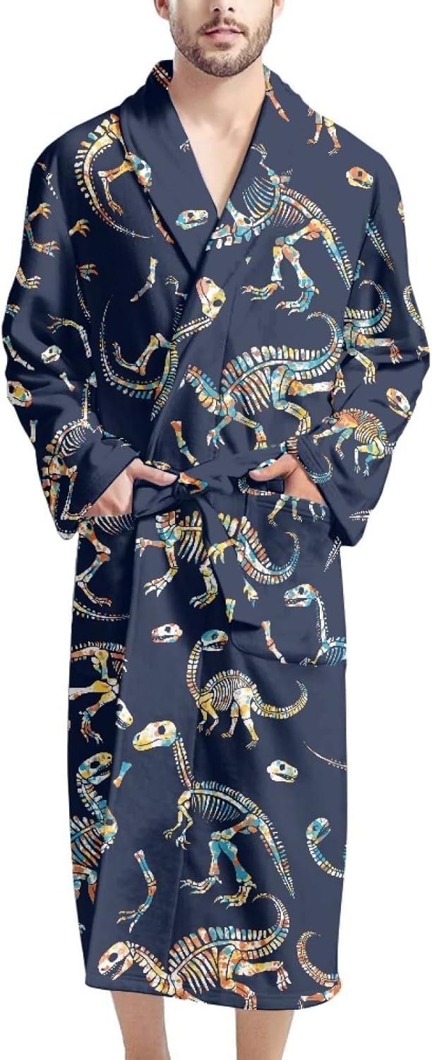 SEANATIVE Men's Long Robe Summer Lightweight Shawl Bathrobe Soft Warm Sleepwear Male