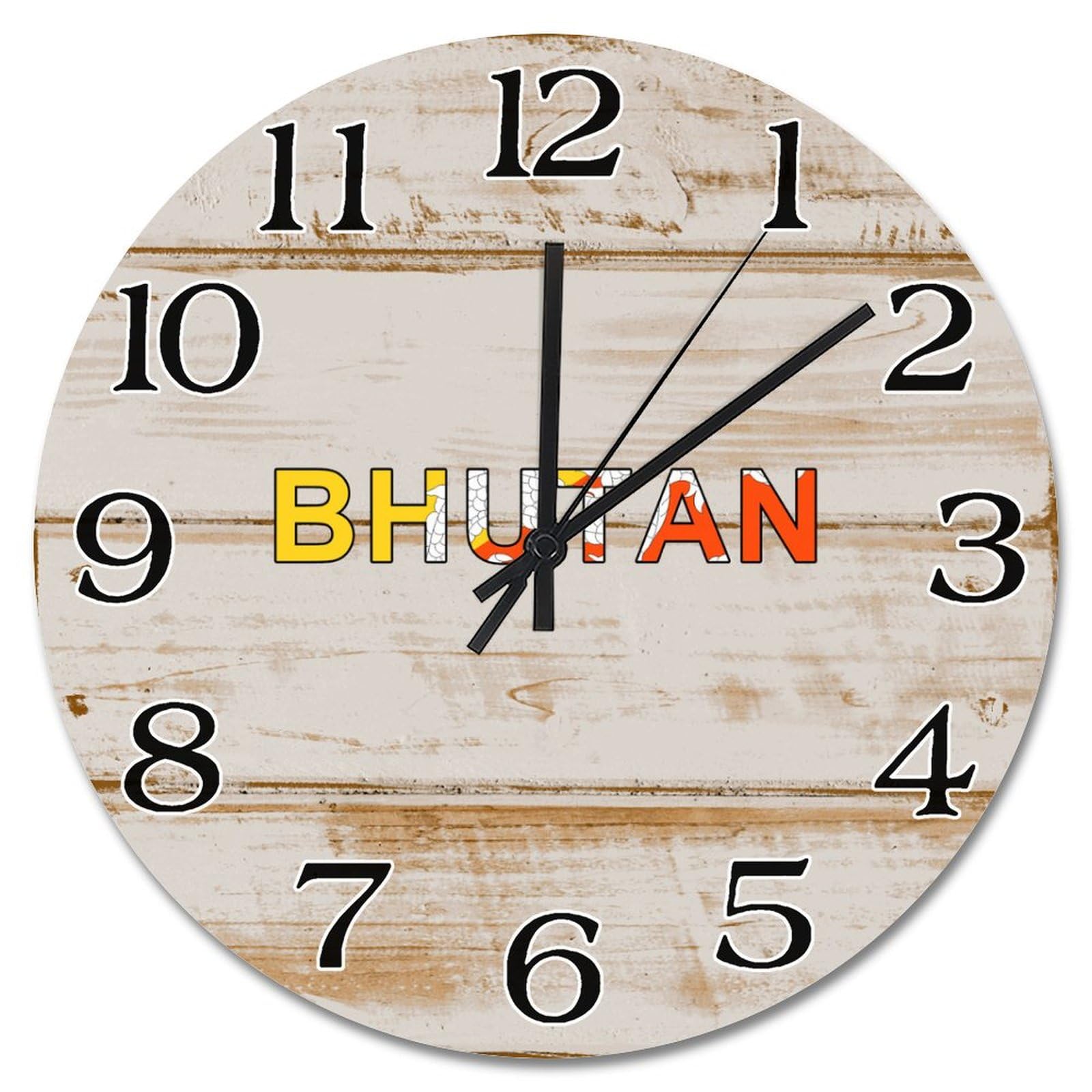 Horloge murale à piles grand format 38 cm drapeau Bhoutan