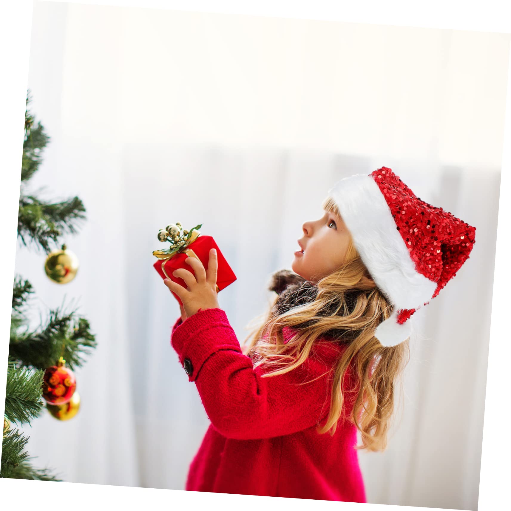KOMBIUDA 4 Stück Weihnachtsmütze rote Weihnachtsmann-Kopfbedeckung weihnachtsfeier liefert Weihnachtsmann-Hut Kleinkind Mütze Hut für Kinder Babymützen Hüte Weihnachtsplüschmützen Flaum